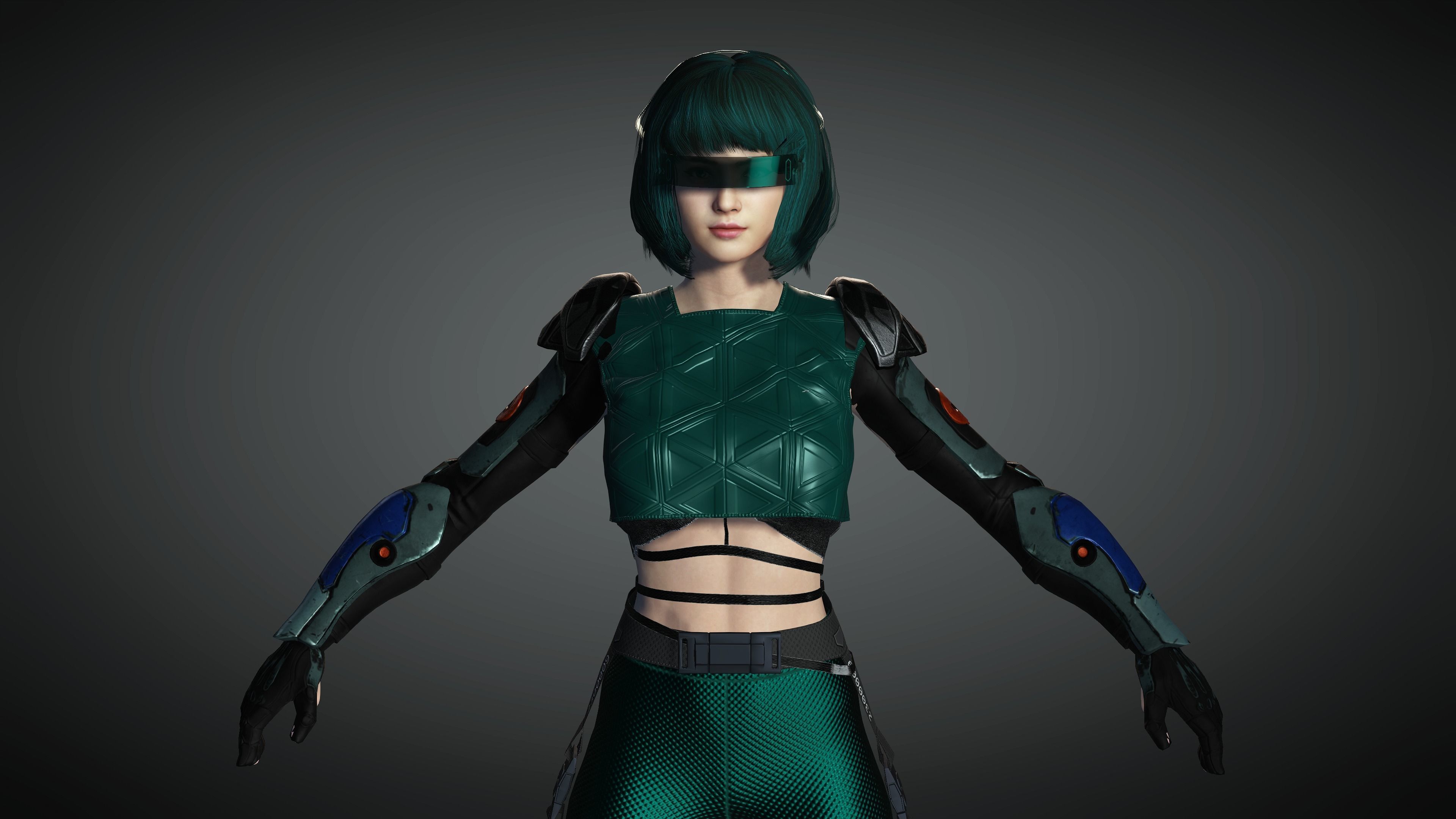 AAA Cyber Punk Female Character 06 Low-poly 3D model_18