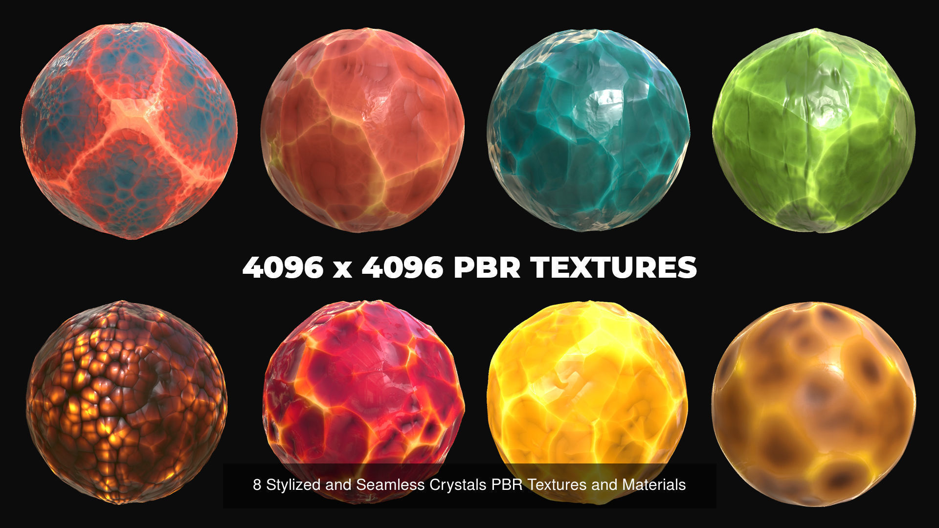 24 Stylized and Seamless Crystals PBR Textures and Materials Texture_3