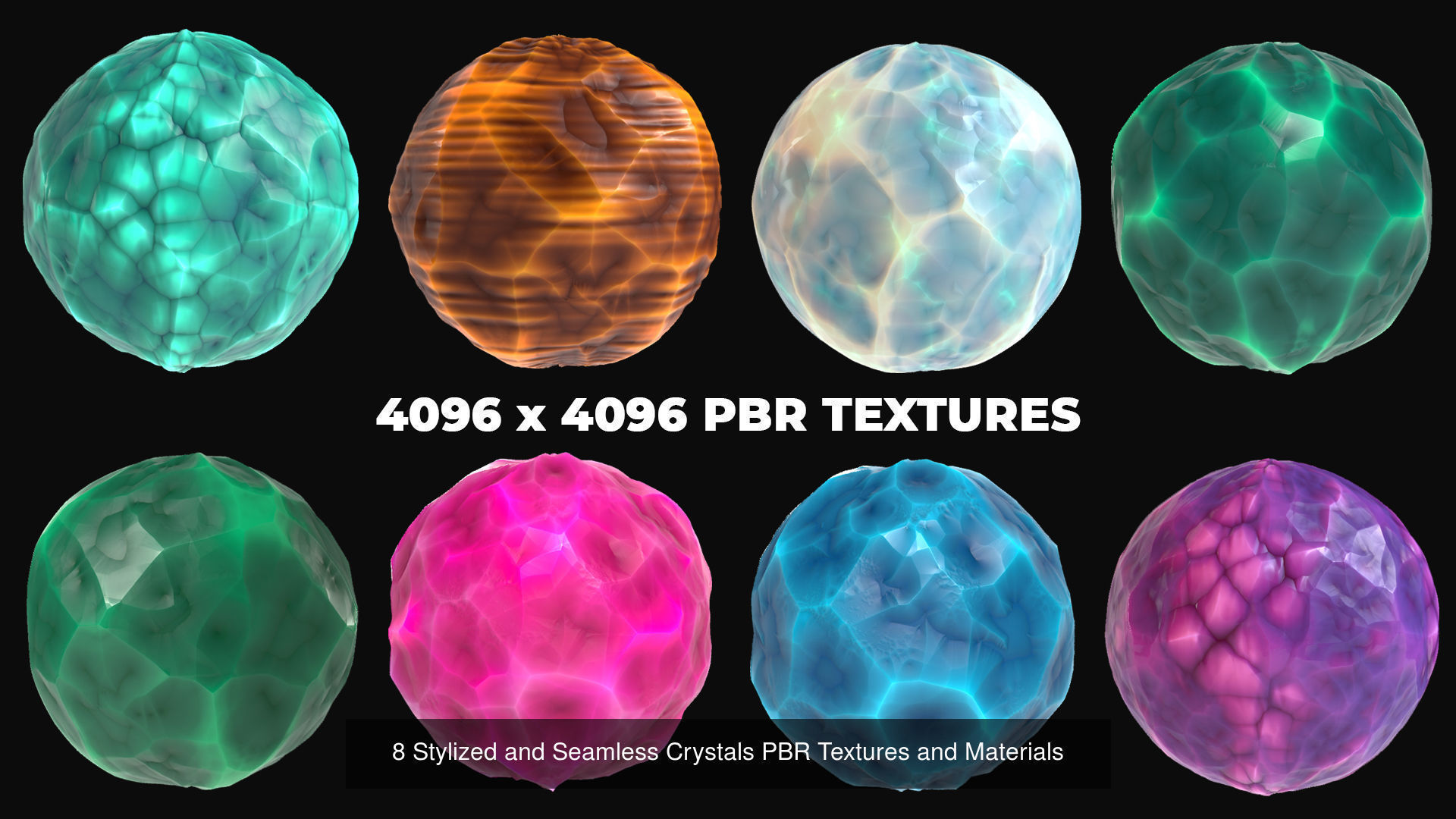 24 Stylized and Seamless Crystals PBR Textures and Materials Texture_2
