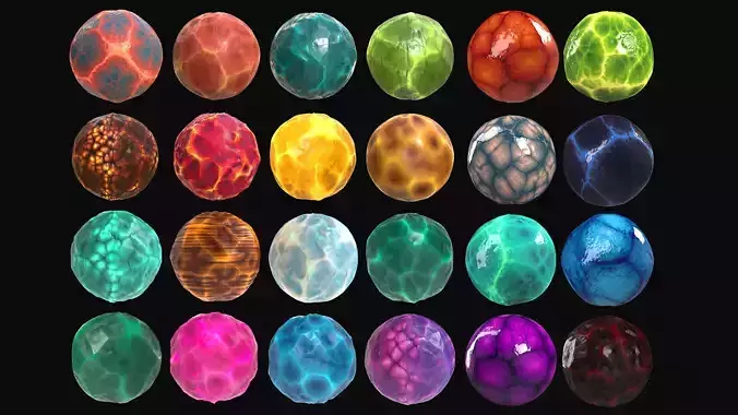 24 Stylized and Seamless Crystals PBR Textures and Materials Texture