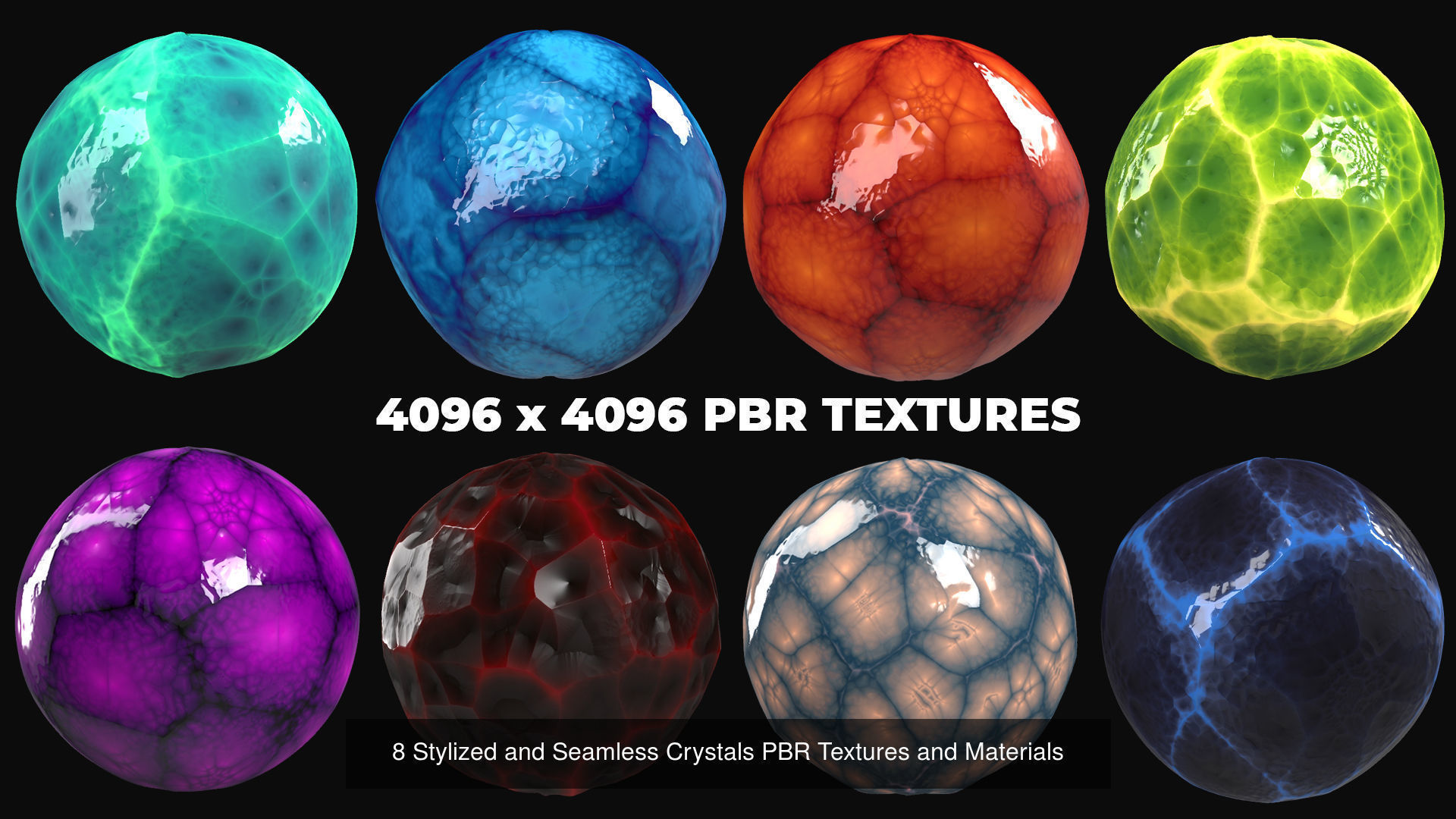 24 Stylized and Seamless Crystals PBR Textures and Materials Texture_4