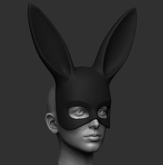 BLACK RABBIT MASK 3D print model_4