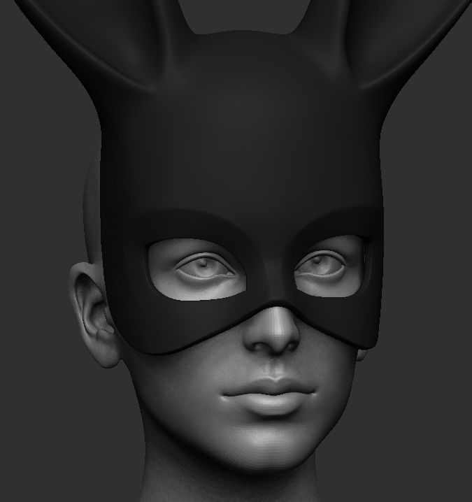 BLACK RABBIT MASK 3D print model_3