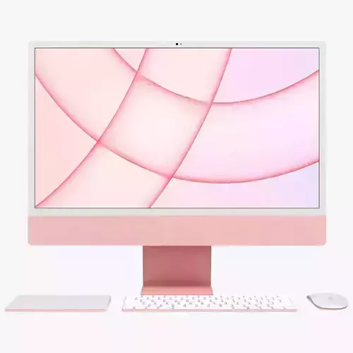 Apple iMac 24 inch 2021 Pink Low-poly 3D model