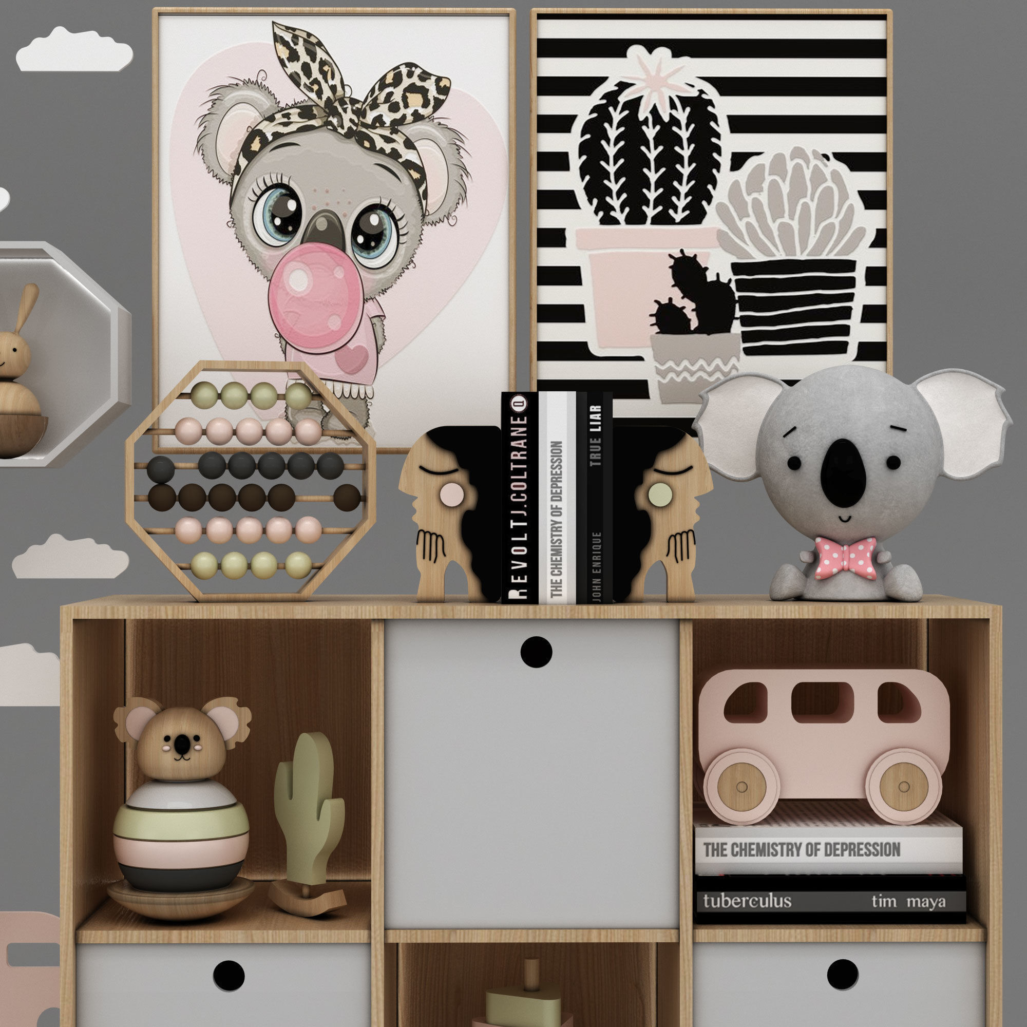 toys and furniture set  Low-poly 3D model_4