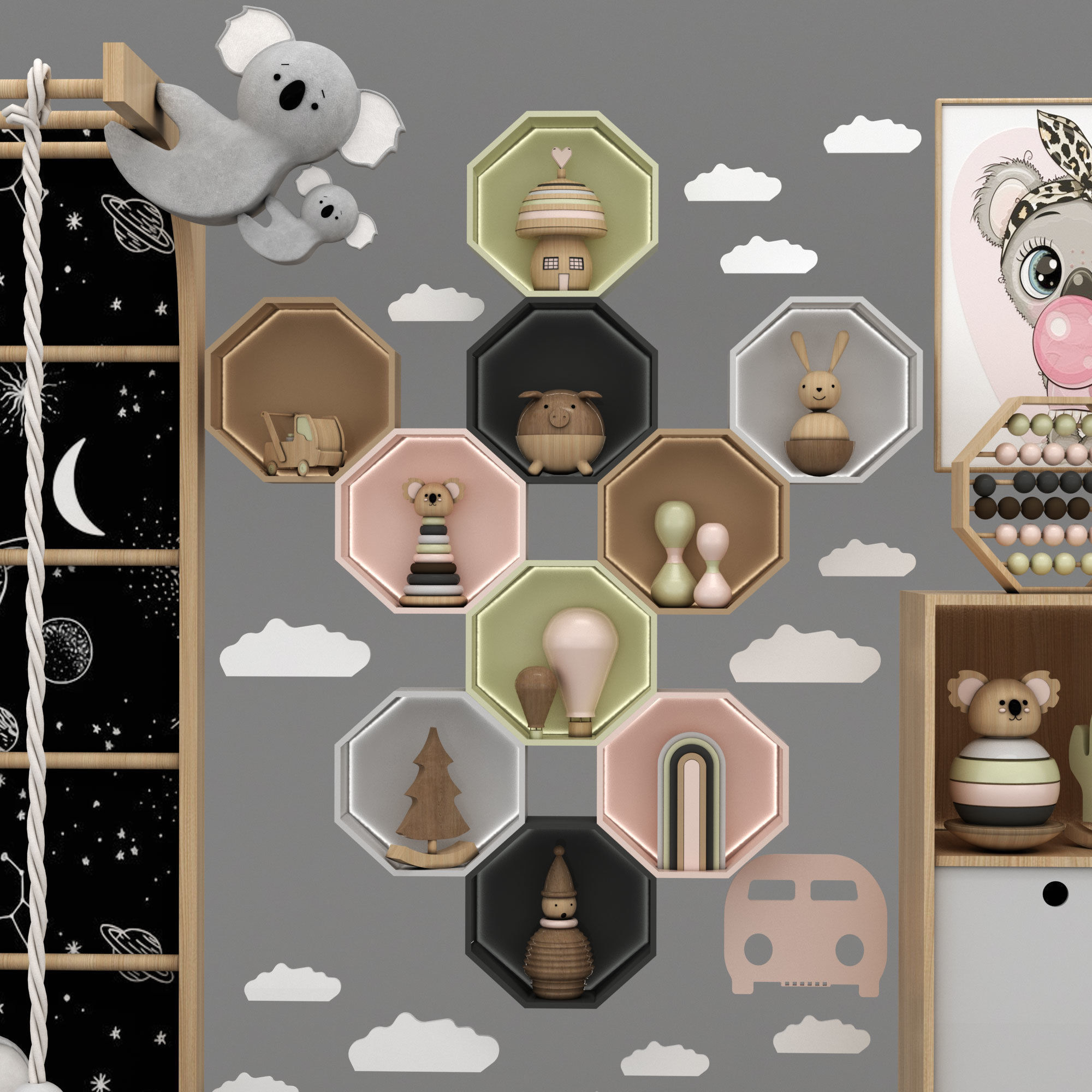 toys and furniture set  Low-poly 3D model_2