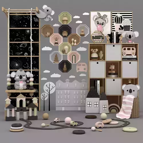 toys and furniture set  Low-poly 3D model