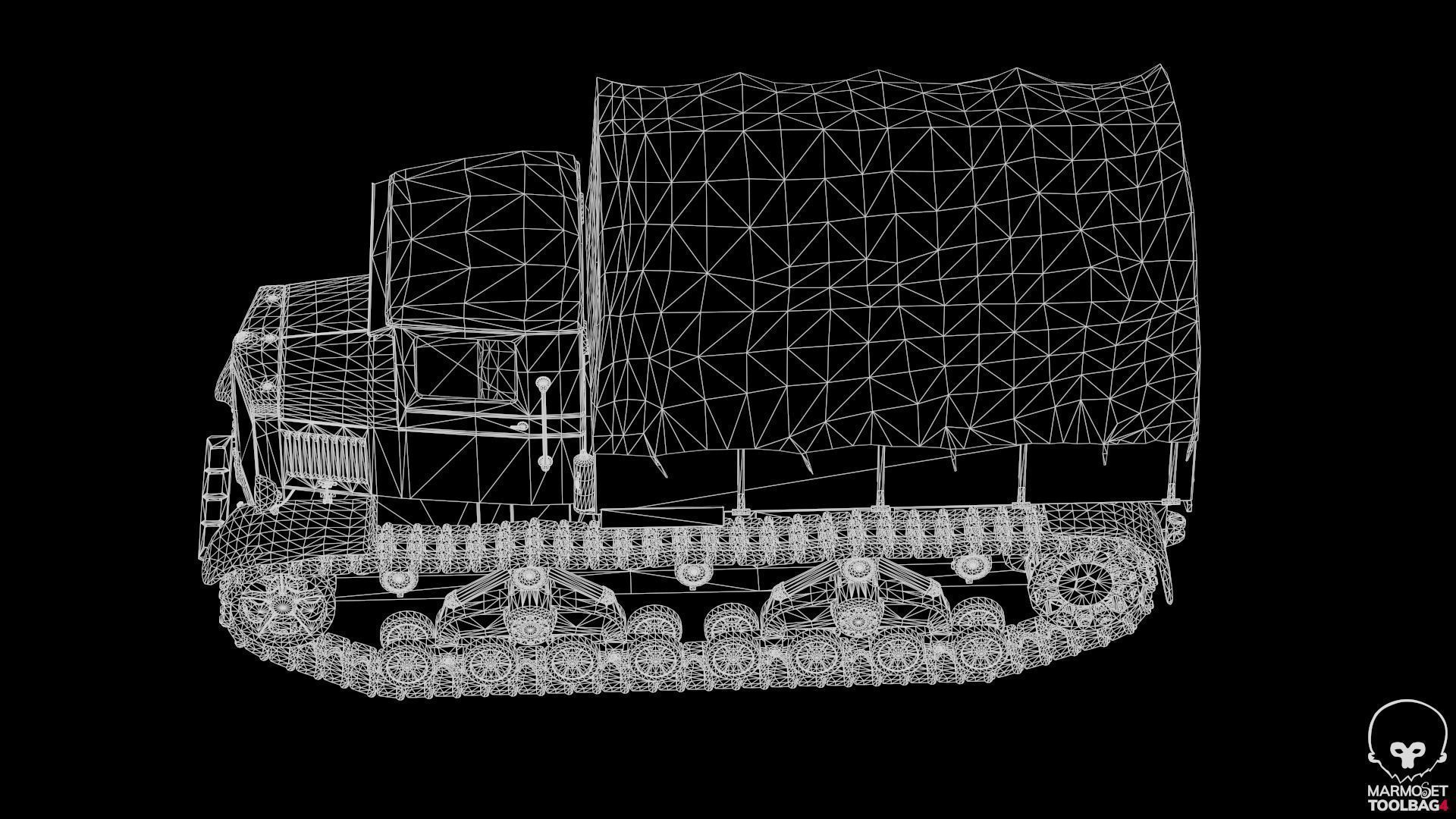 Voroshilovets World War 2 Soviet heavy artillery tractor Low-poly 3D model_13