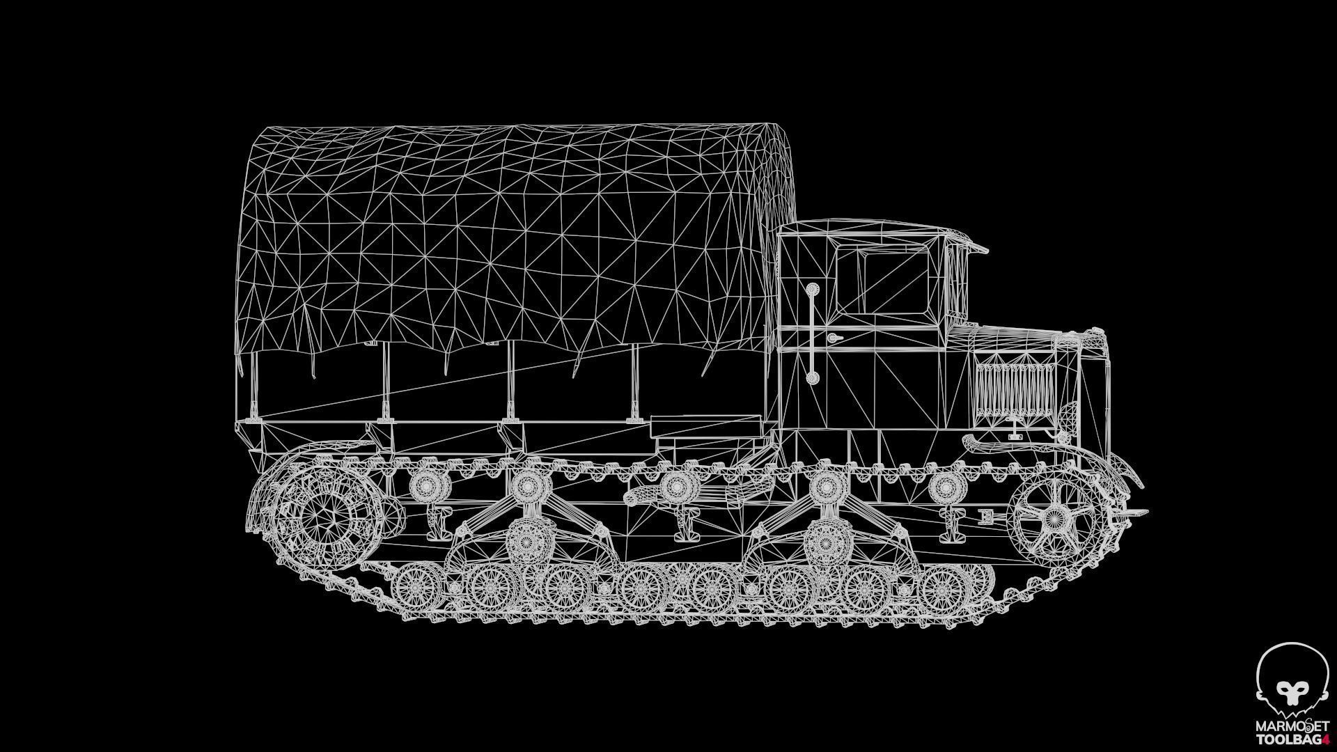 Voroshilovets World War 2 Soviet heavy artillery tractor Low-poly 3D model_15