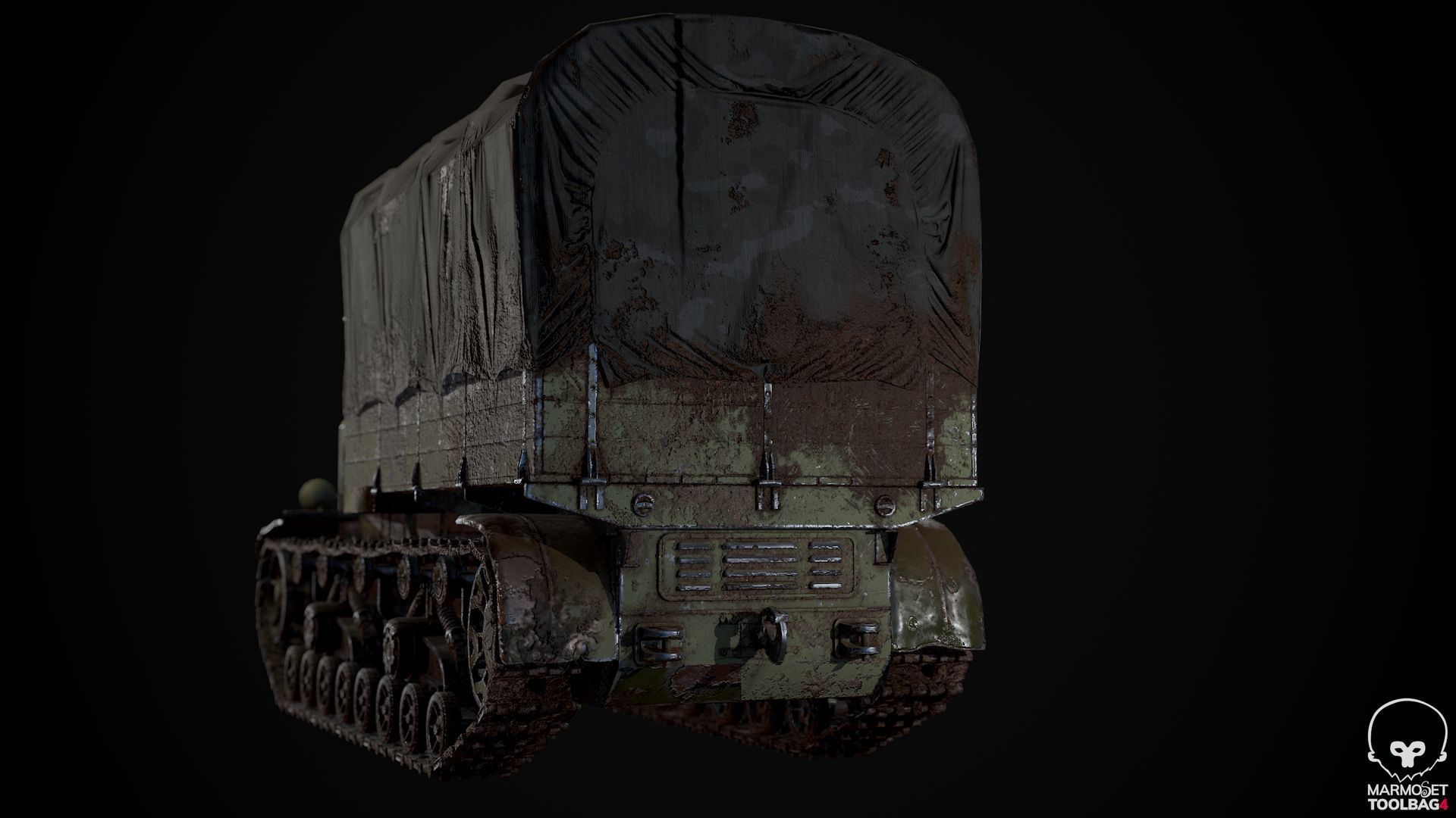 Voroshilovets World War 2 Soviet heavy artillery tractor Low-poly 3D model_3