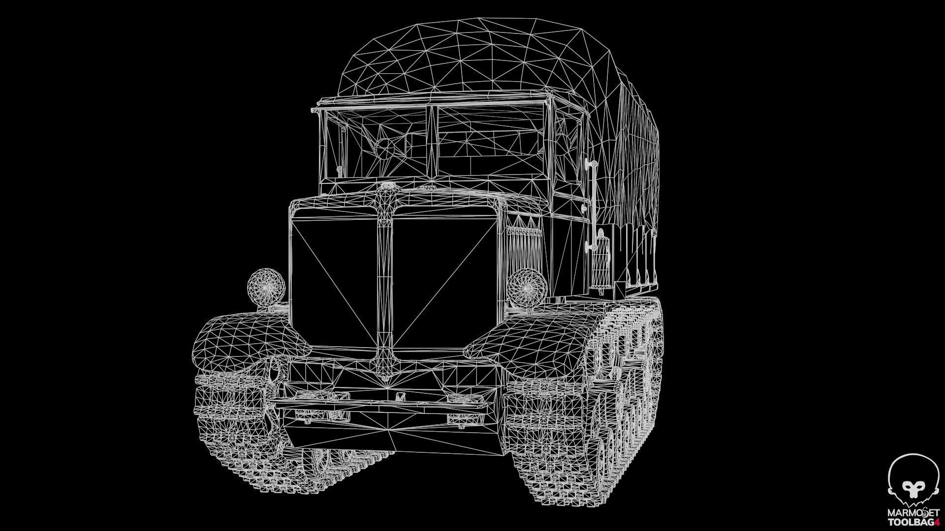 Voroshilovets World War 2 Soviet heavy artillery tractor Low-poly 3D model_11