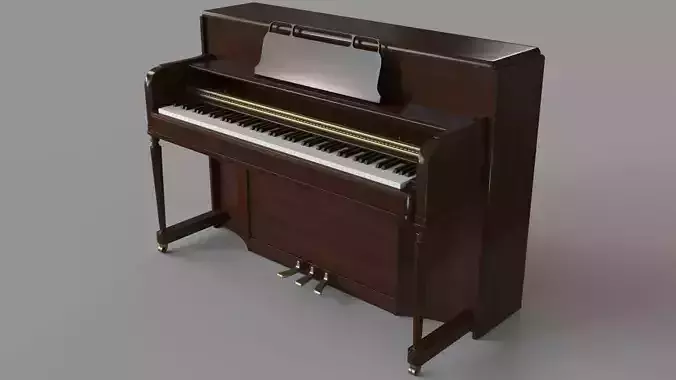 Old Vintage Upright Piano 3D model