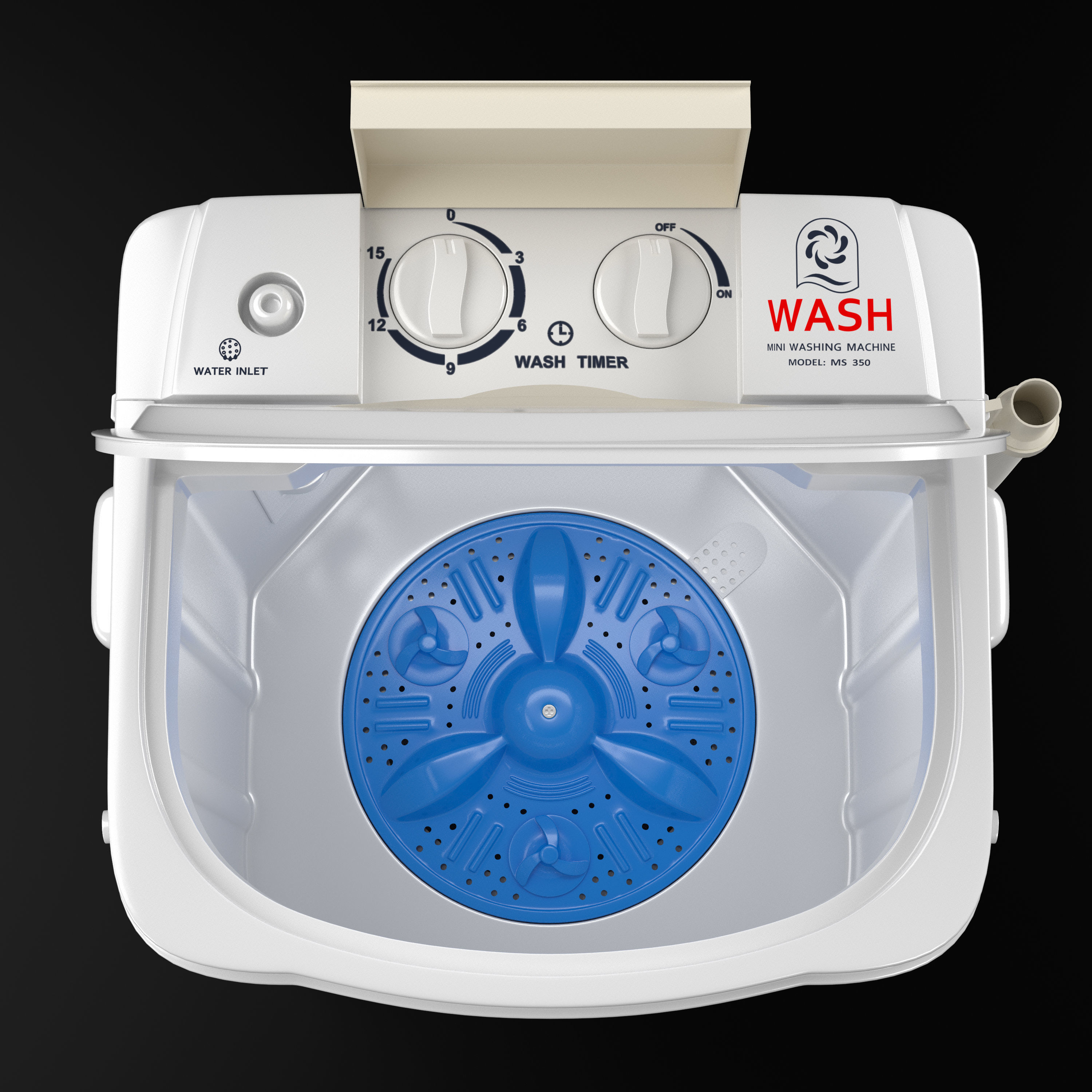 Mini Washing Machine Model 350 3D model_3