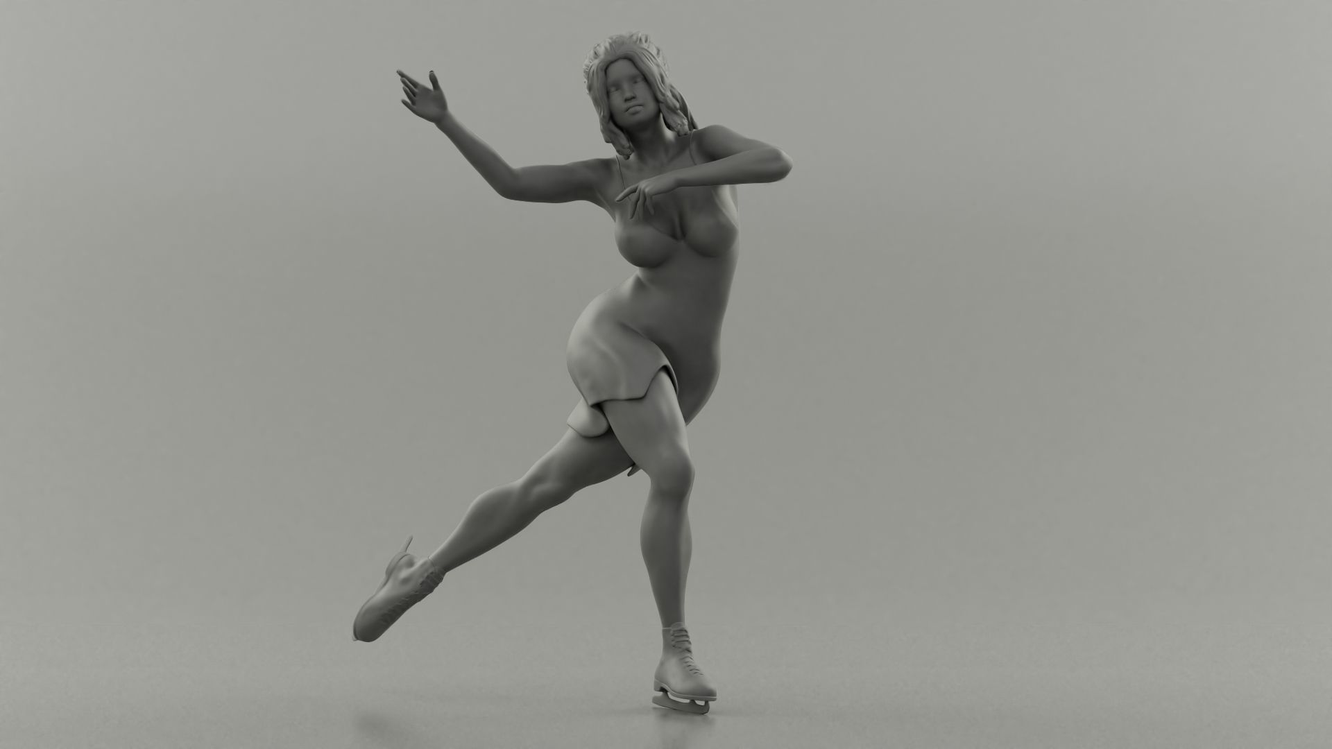 Ice Skating Girl Dress 3D print model_1