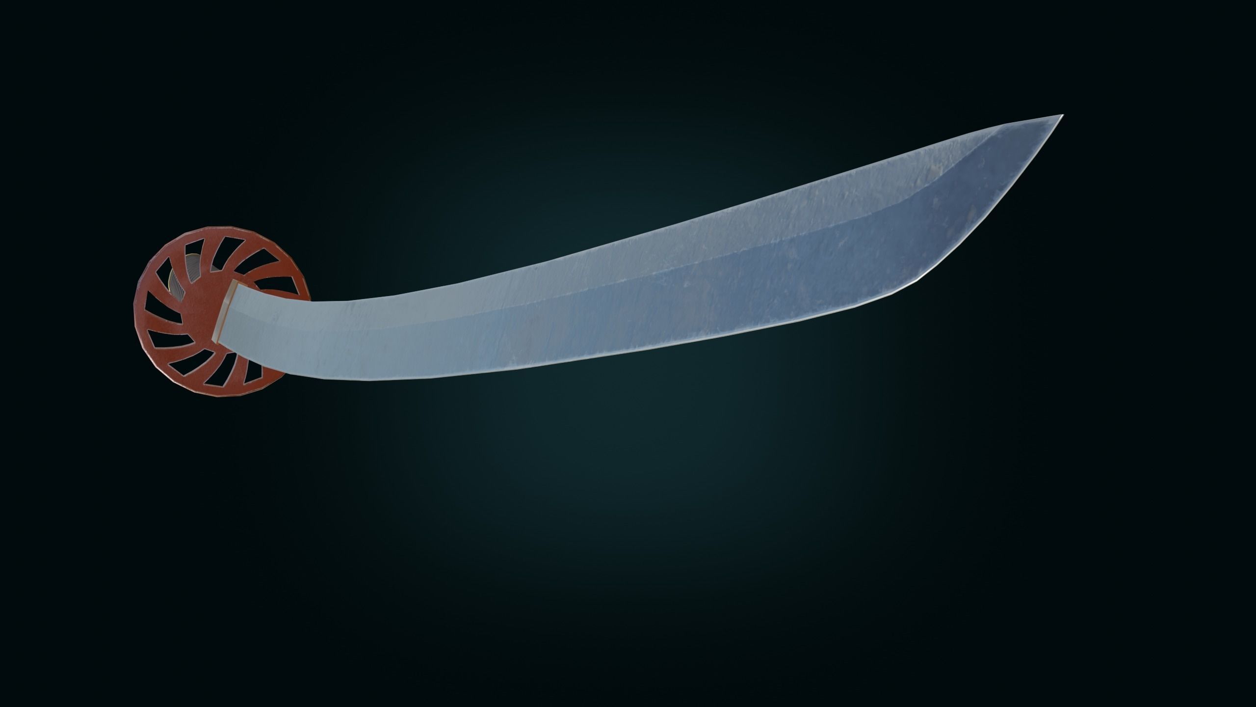 Medieval Realistic Japanese Katana Middle-poly Game ready 3D model_5