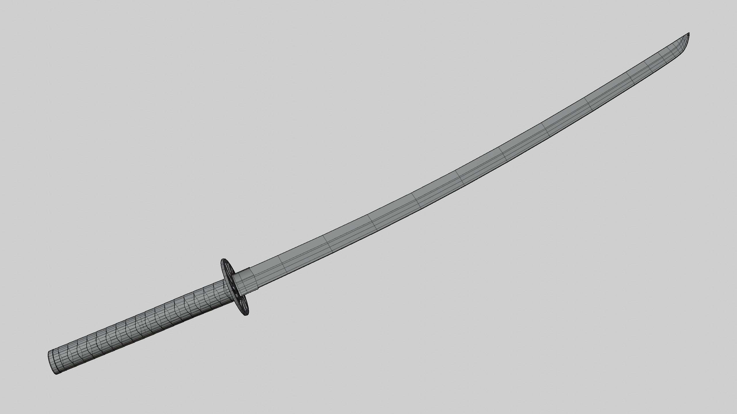 Medieval Realistic Japanese Katana Middle-poly Game ready 3D model_7