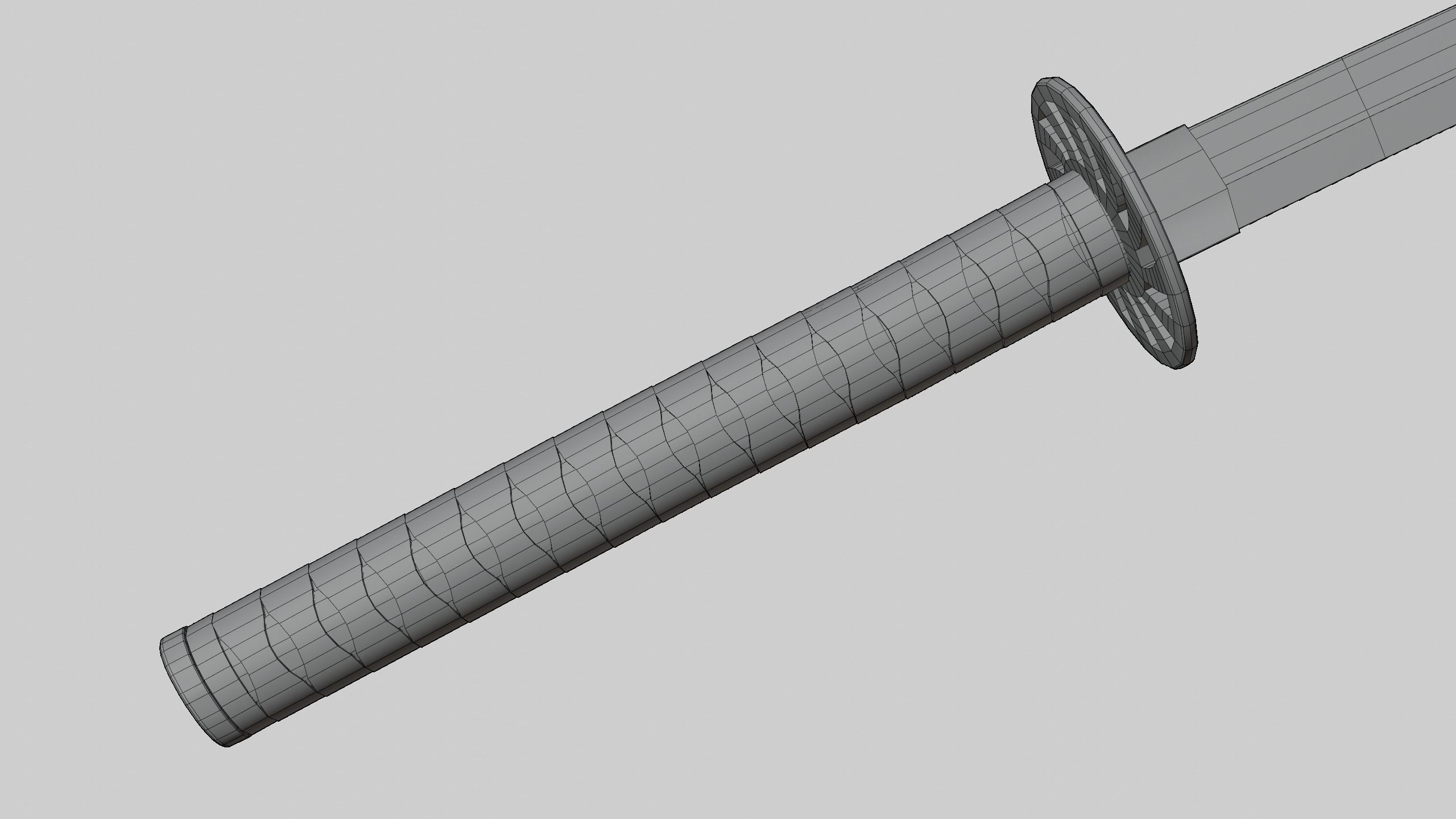 Medieval Realistic Japanese Katana Middle-poly Game ready 3D model_8