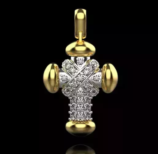 jewelry cross with stones in a round shape