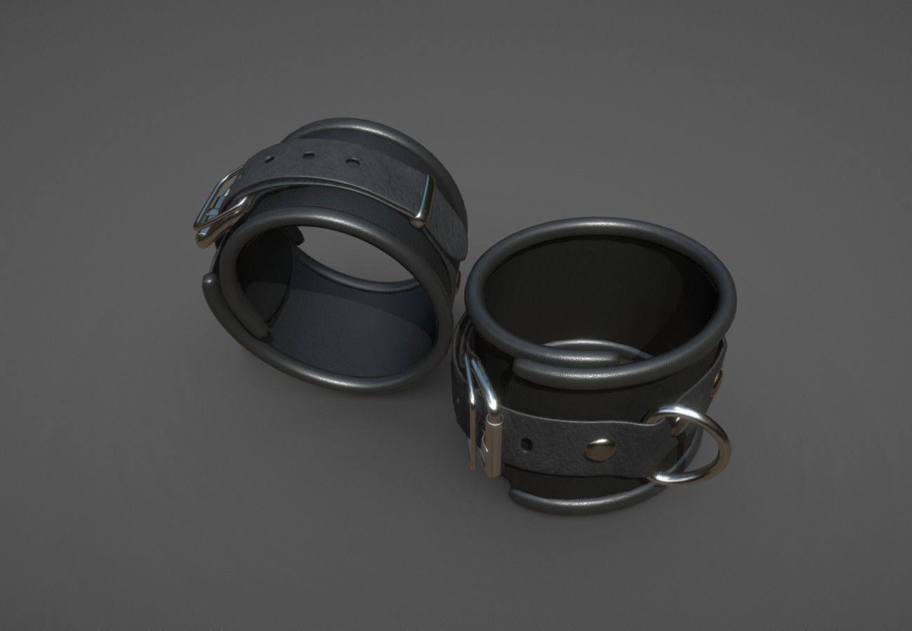 Black Artificial Leather Harness Set Low-poly 3D model_21