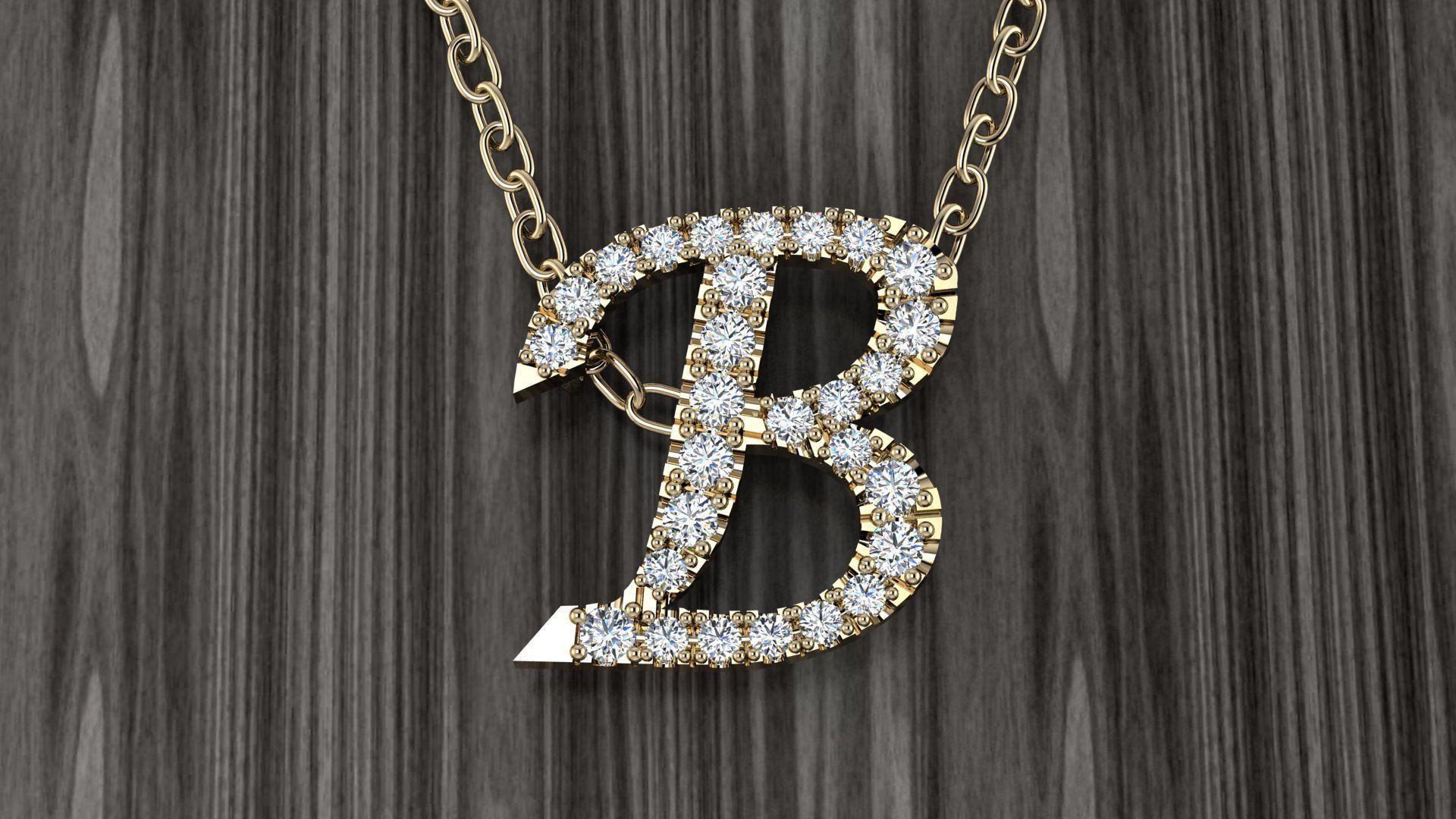 Jewelry Alphabet Pendant B 3D print model_14