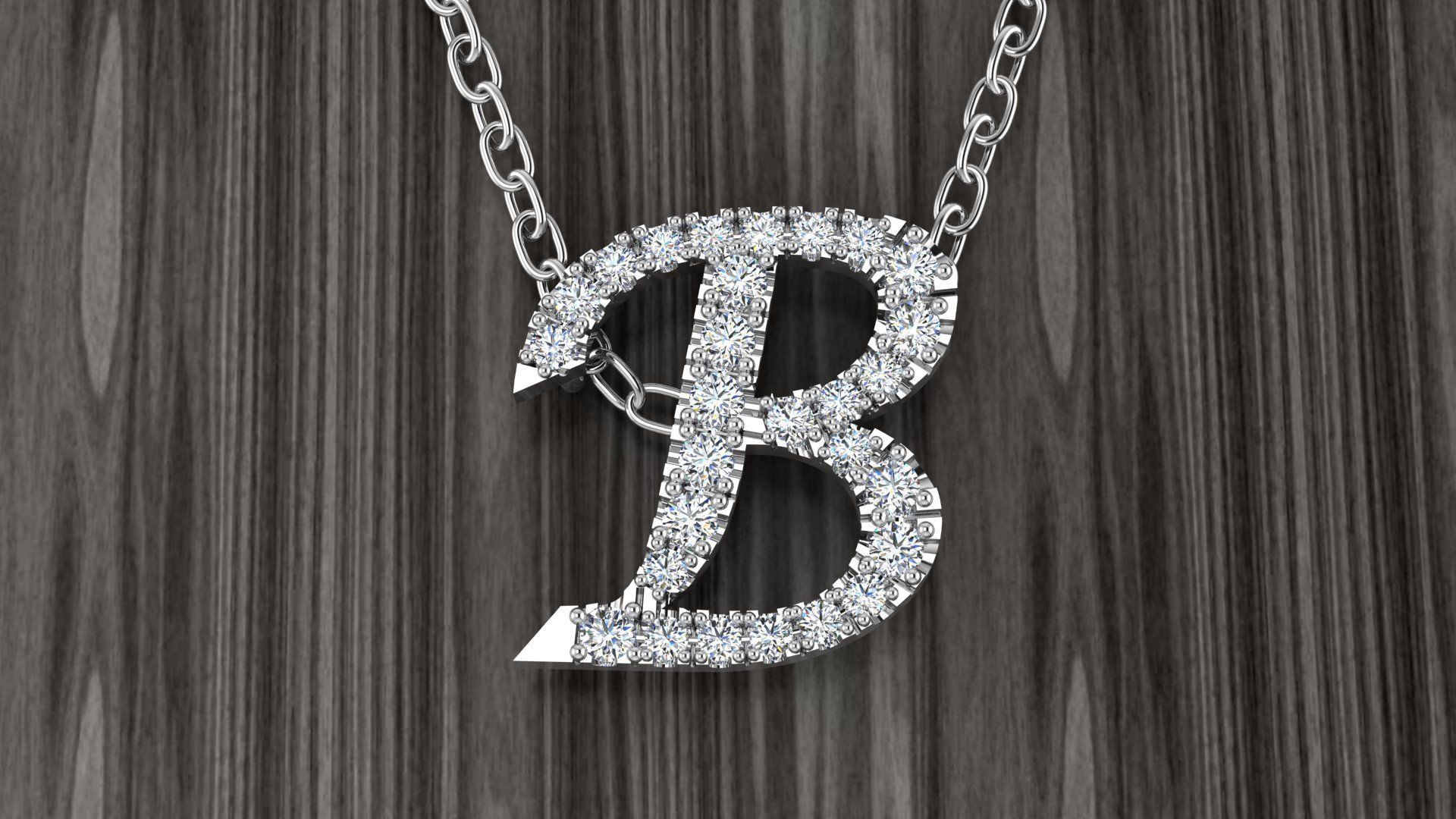 Jewelry Alphabet Pendant B 3D print model_10
