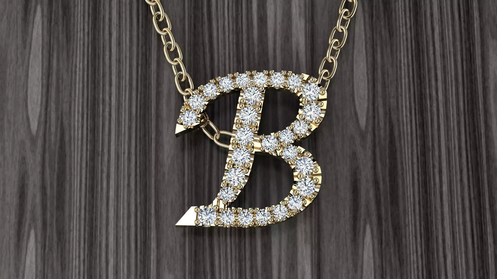 Jewelry Alphabet Pendant B 3D print model_0