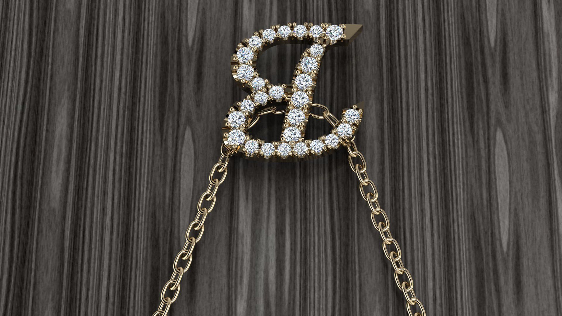 Jewelry Alphabet Pendant B 3D print model_18