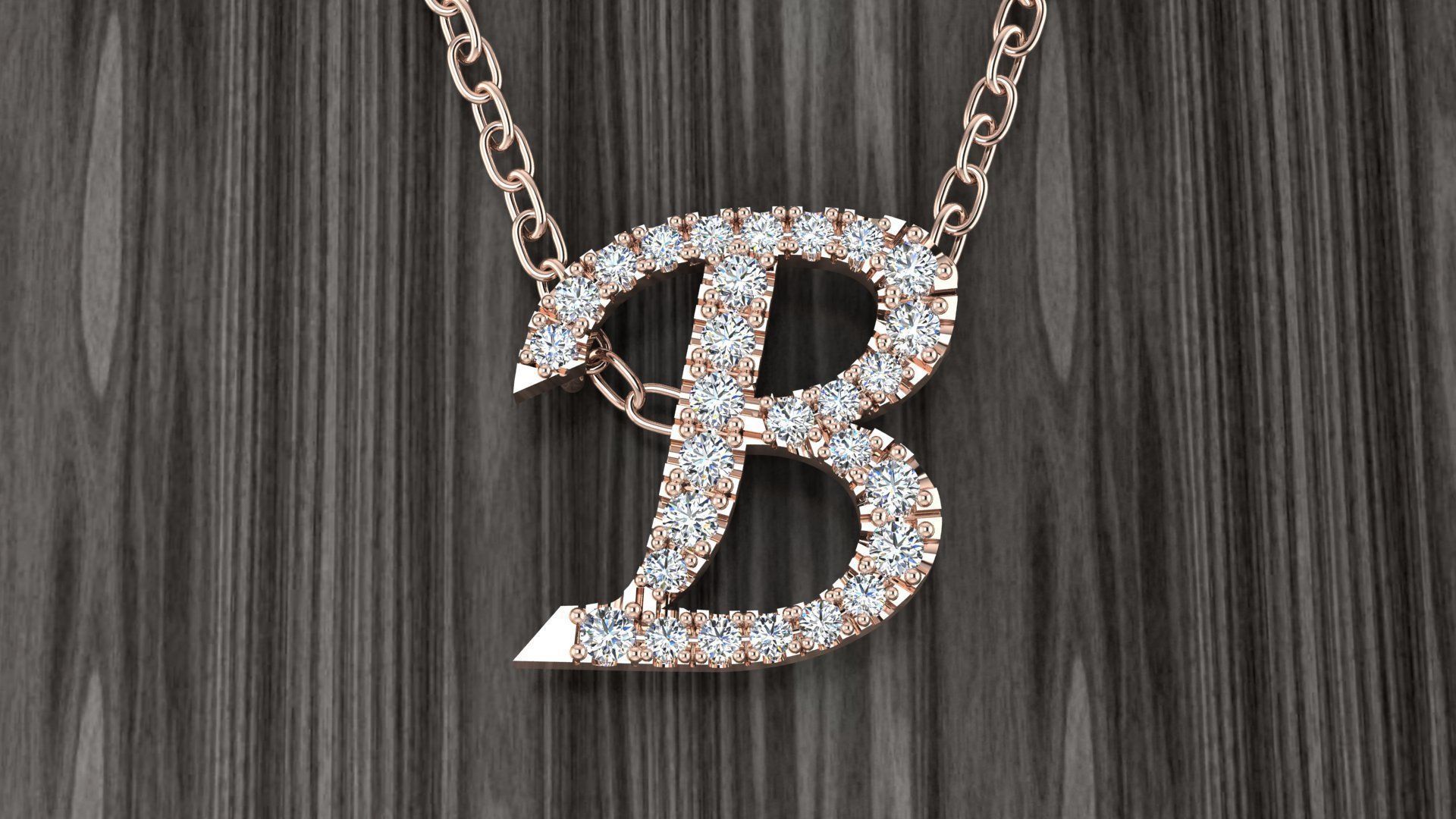 Jewelry Alphabet Pendant B 3D print model_5