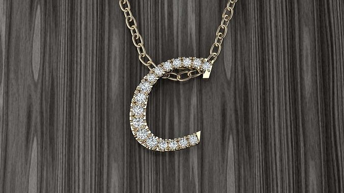 Jewelry Alphabet Pendant C 3D print model