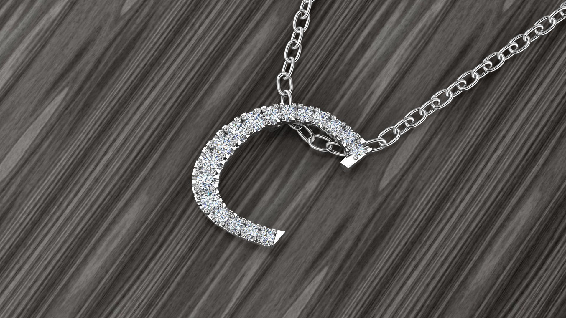 Jewelry Alphabet Pendant C 3D print model_2