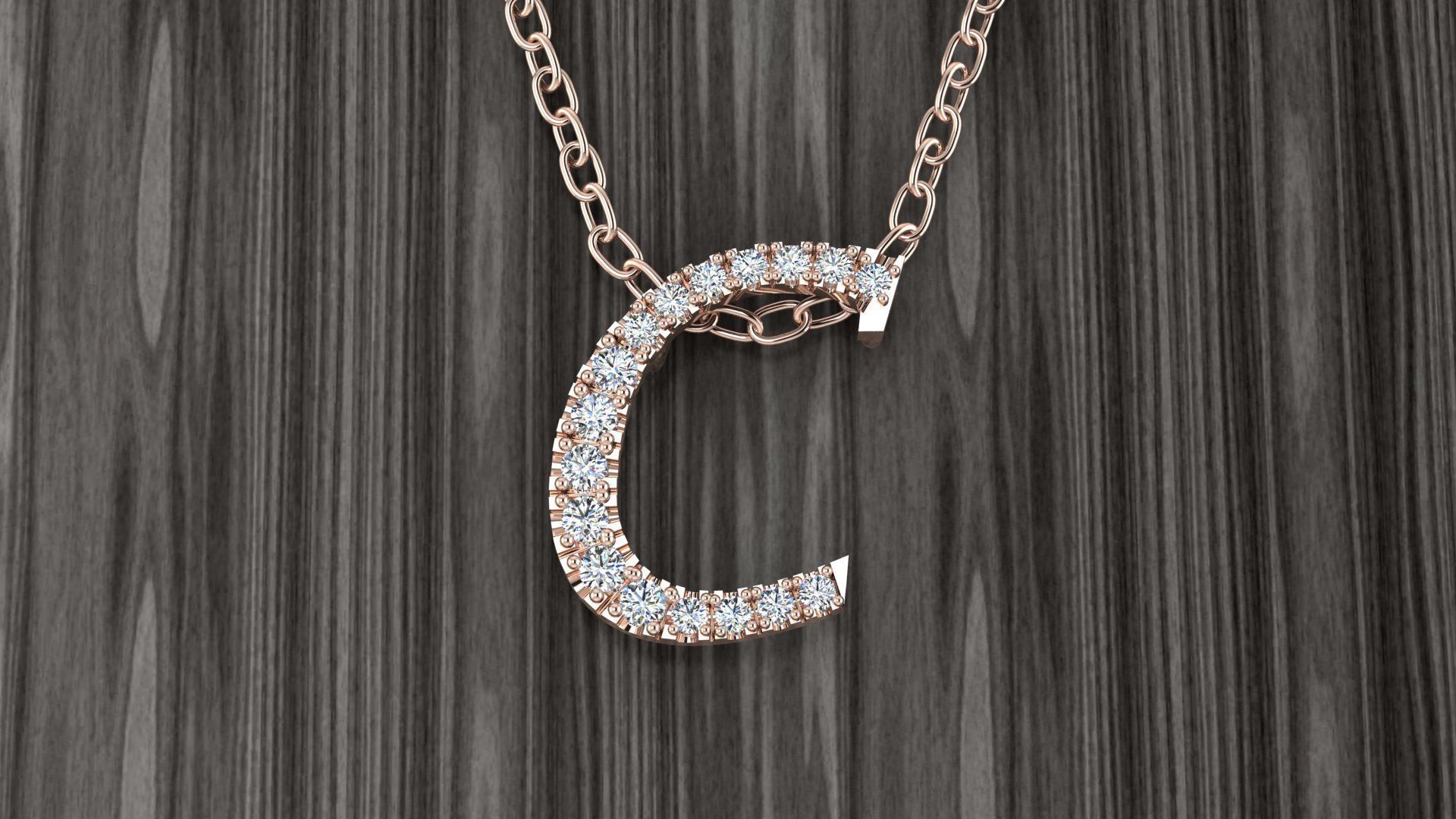 Jewelry Alphabet Pendant C 3D print model_9