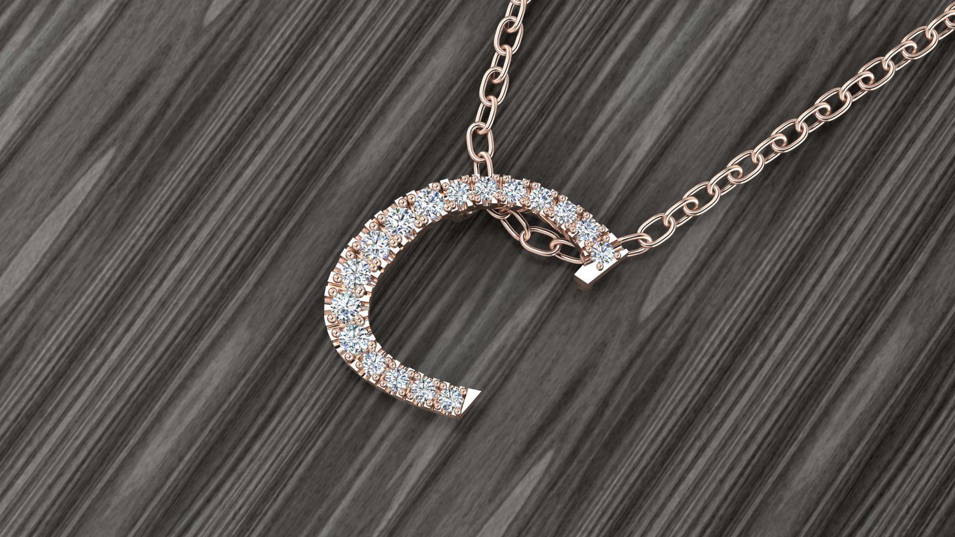 Jewelry Alphabet Pendant C 3D print model_12