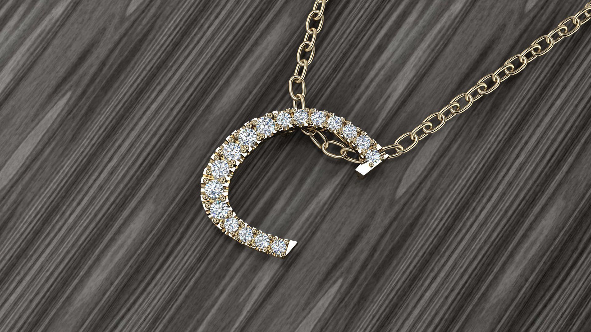 Jewelry Alphabet Pendant C 3D print model_5