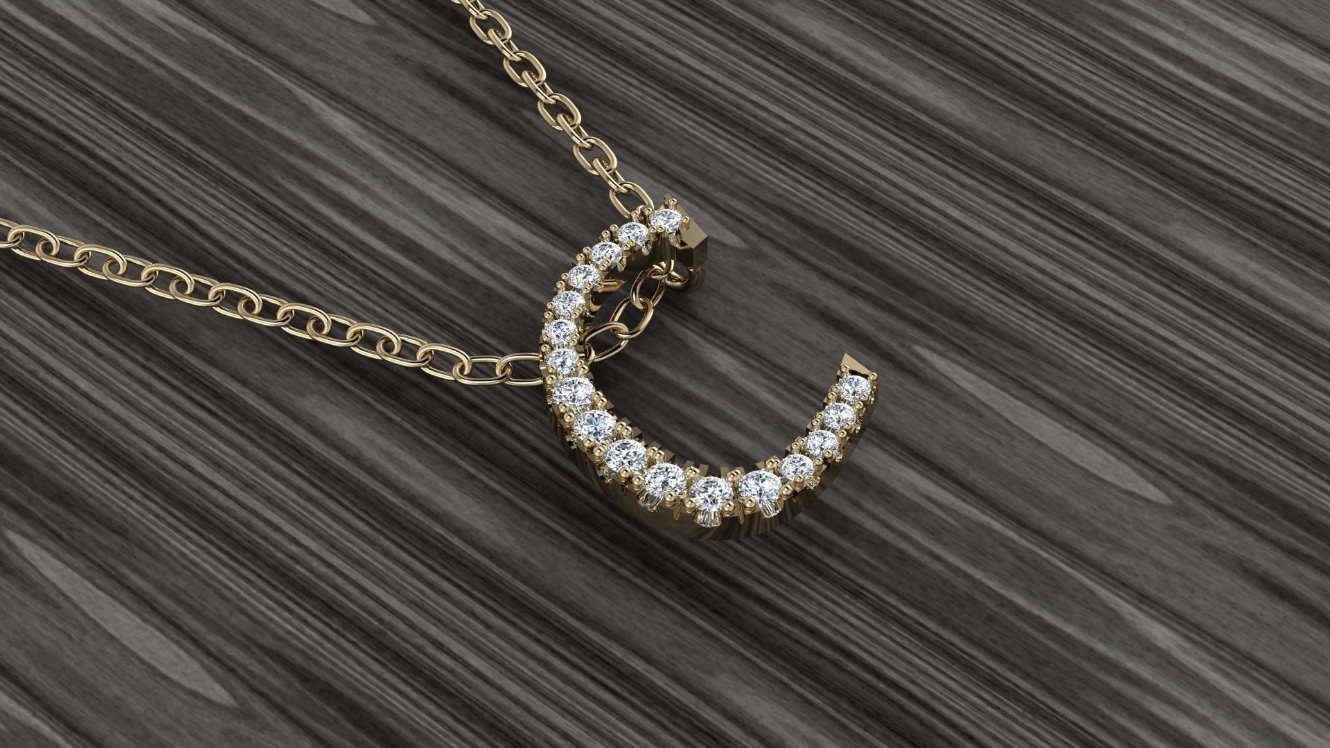 Jewelry Alphabet Pendant C 3D print model_16