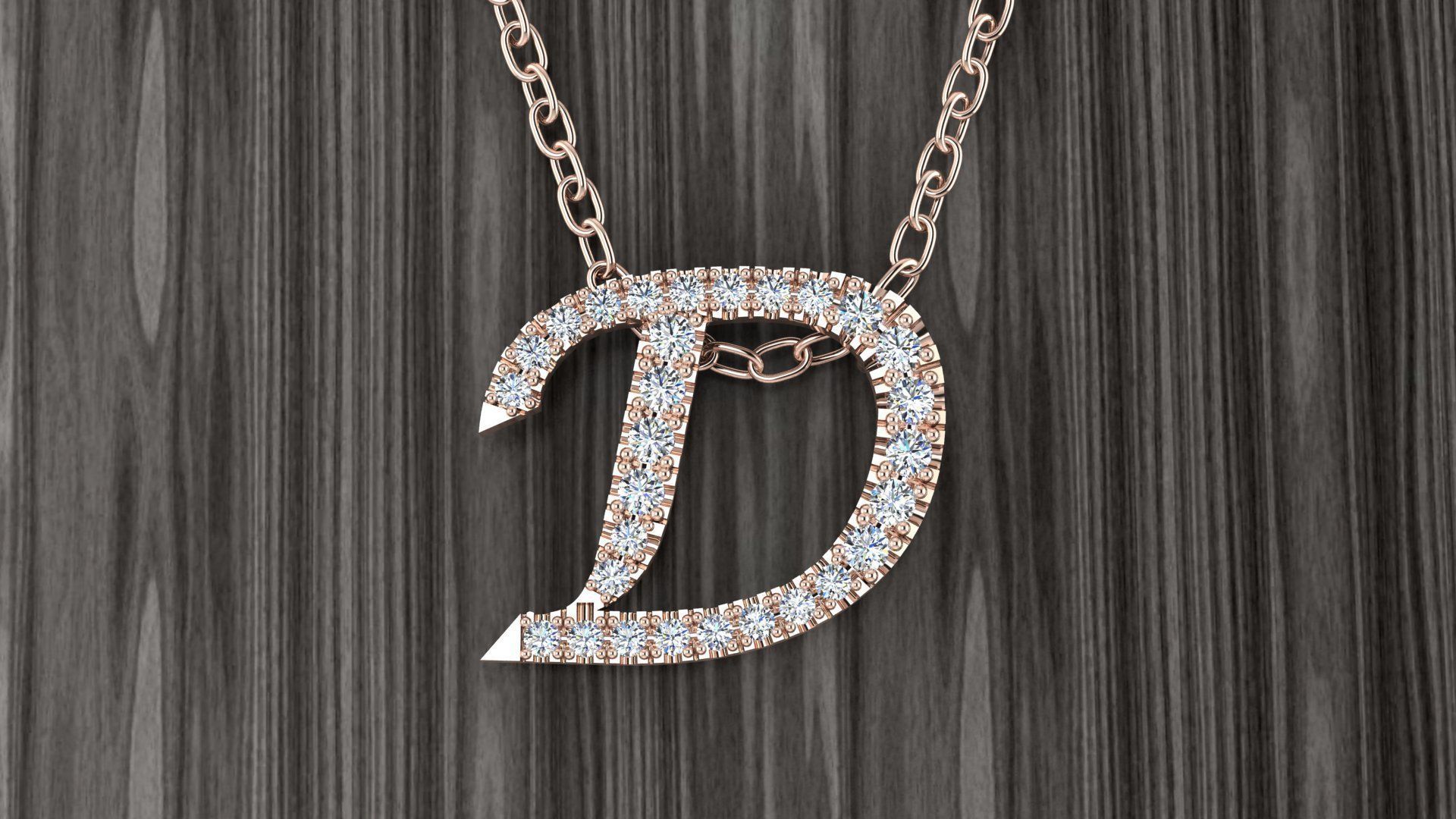 Jewelry Alphabet Pendant D 3D print model_13