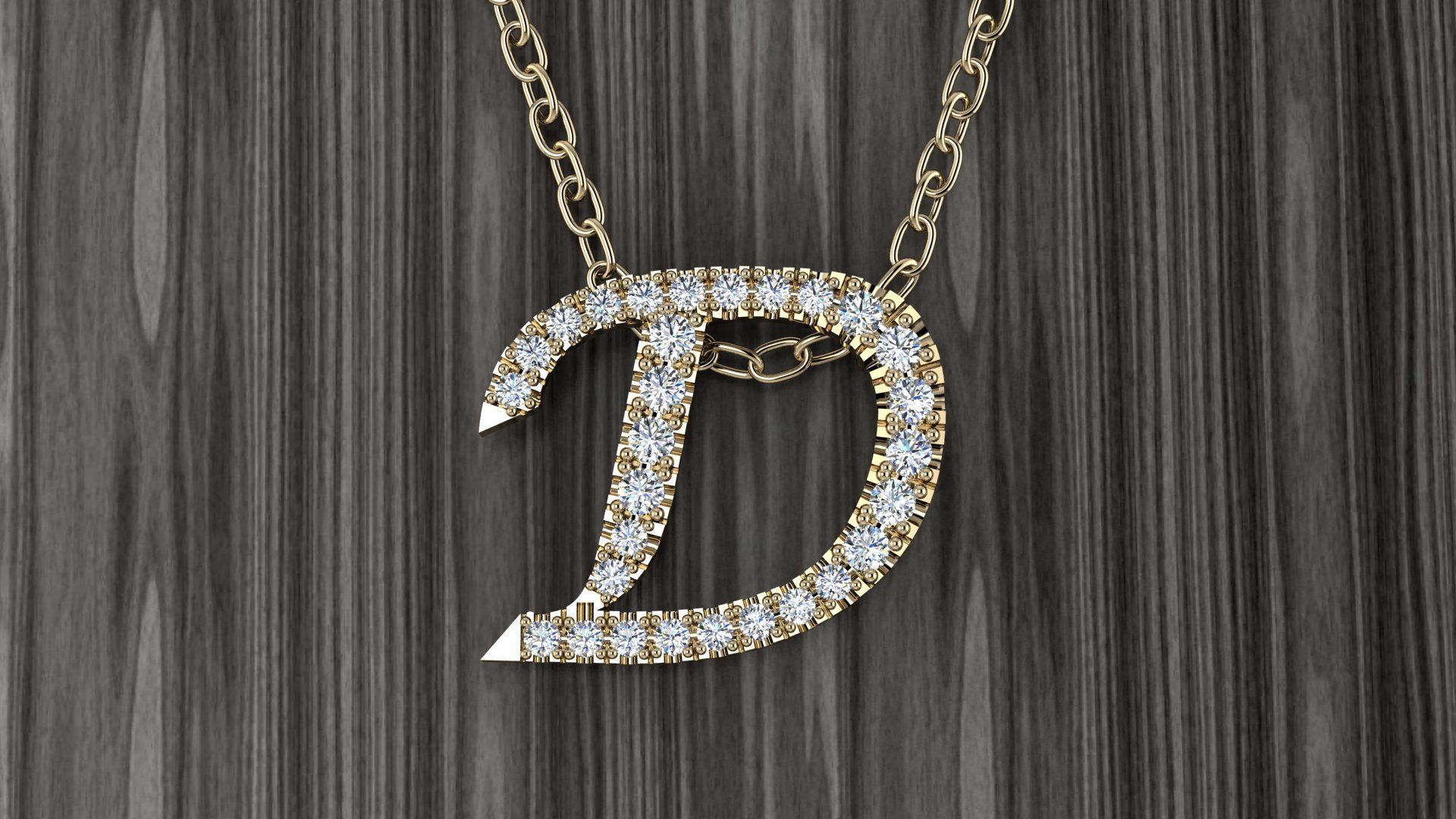 Jewelry Alphabet Pendant D 3D print model_15