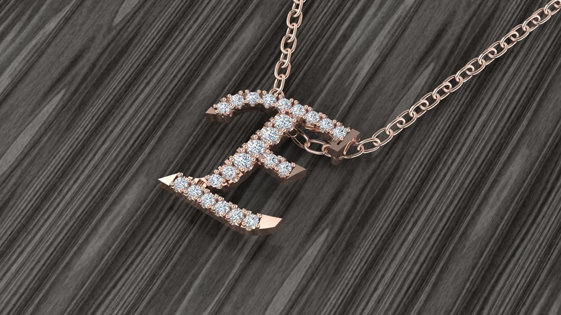 Jewelry Alphabet Pendant E 3D print model_7