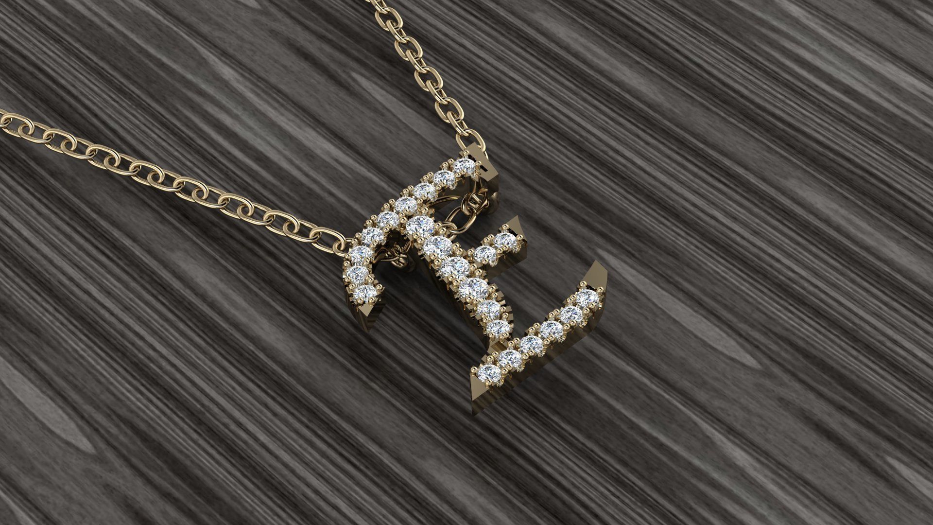 Jewelry Alphabet Pendant E 3D print model_15