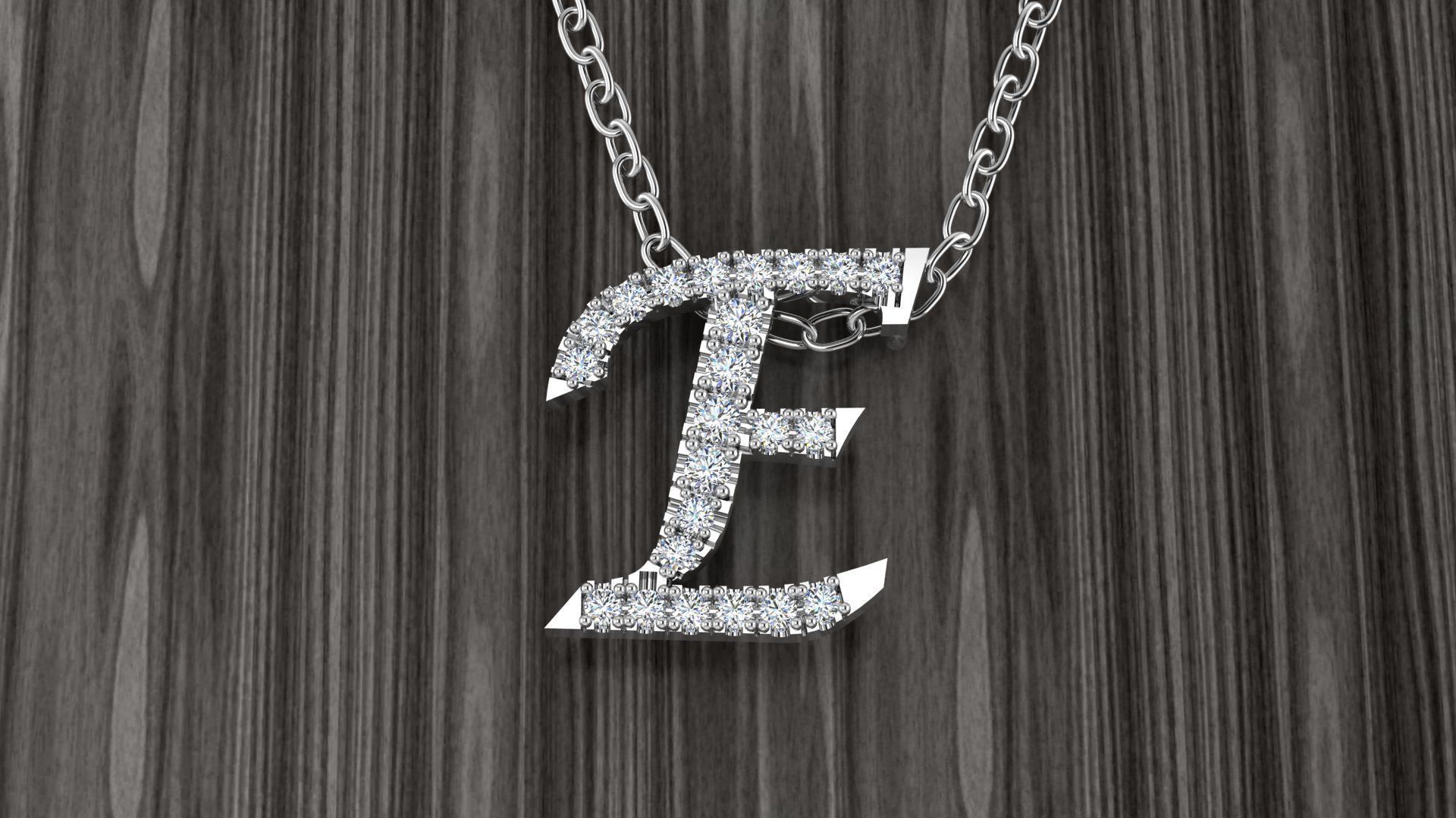 Jewelry Alphabet Pendant E 3D print model_10