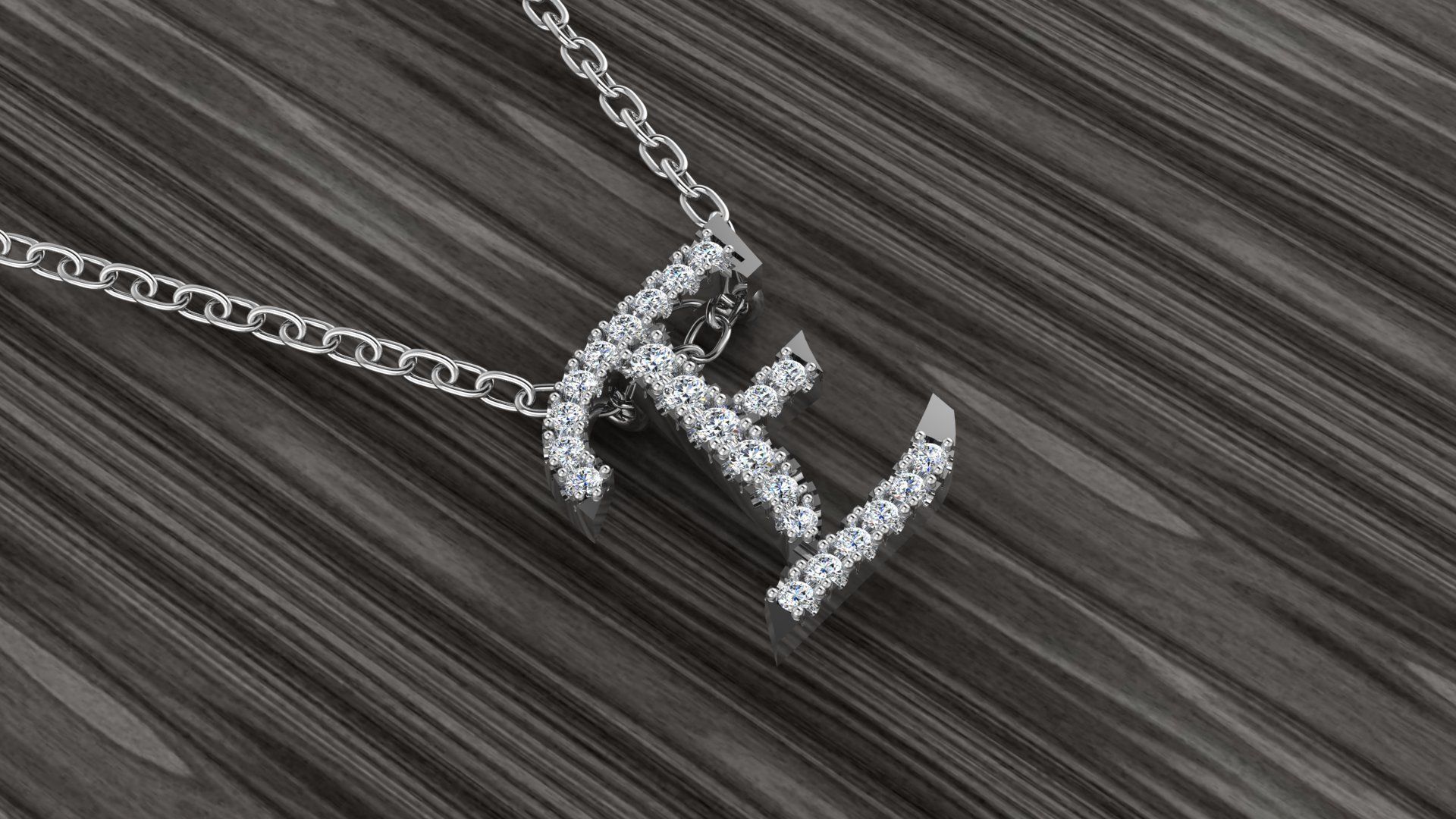 Jewelry Alphabet Pendant E 3D print model_13