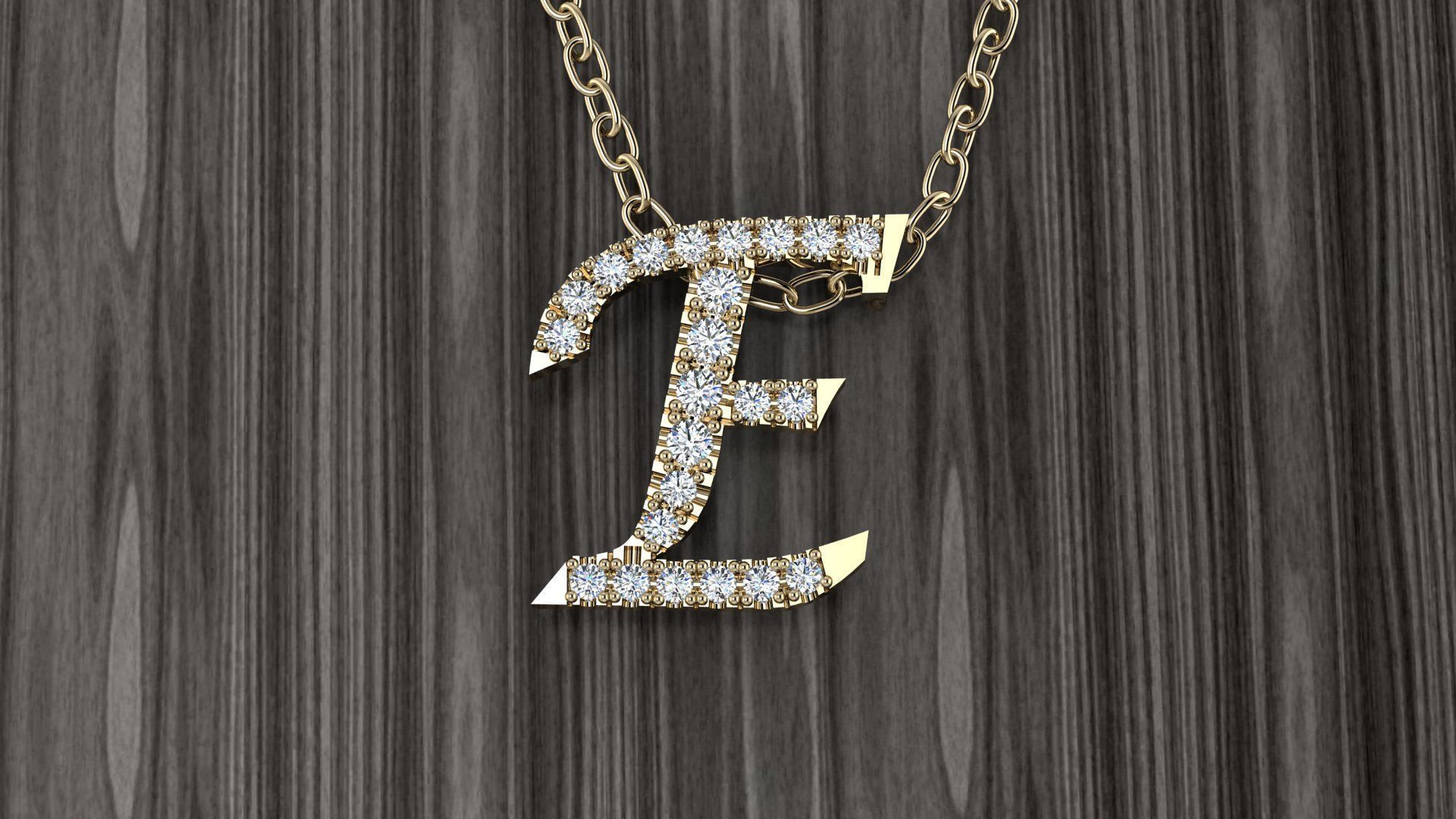 Jewelry Alphabet Pendant E 3D print model_14