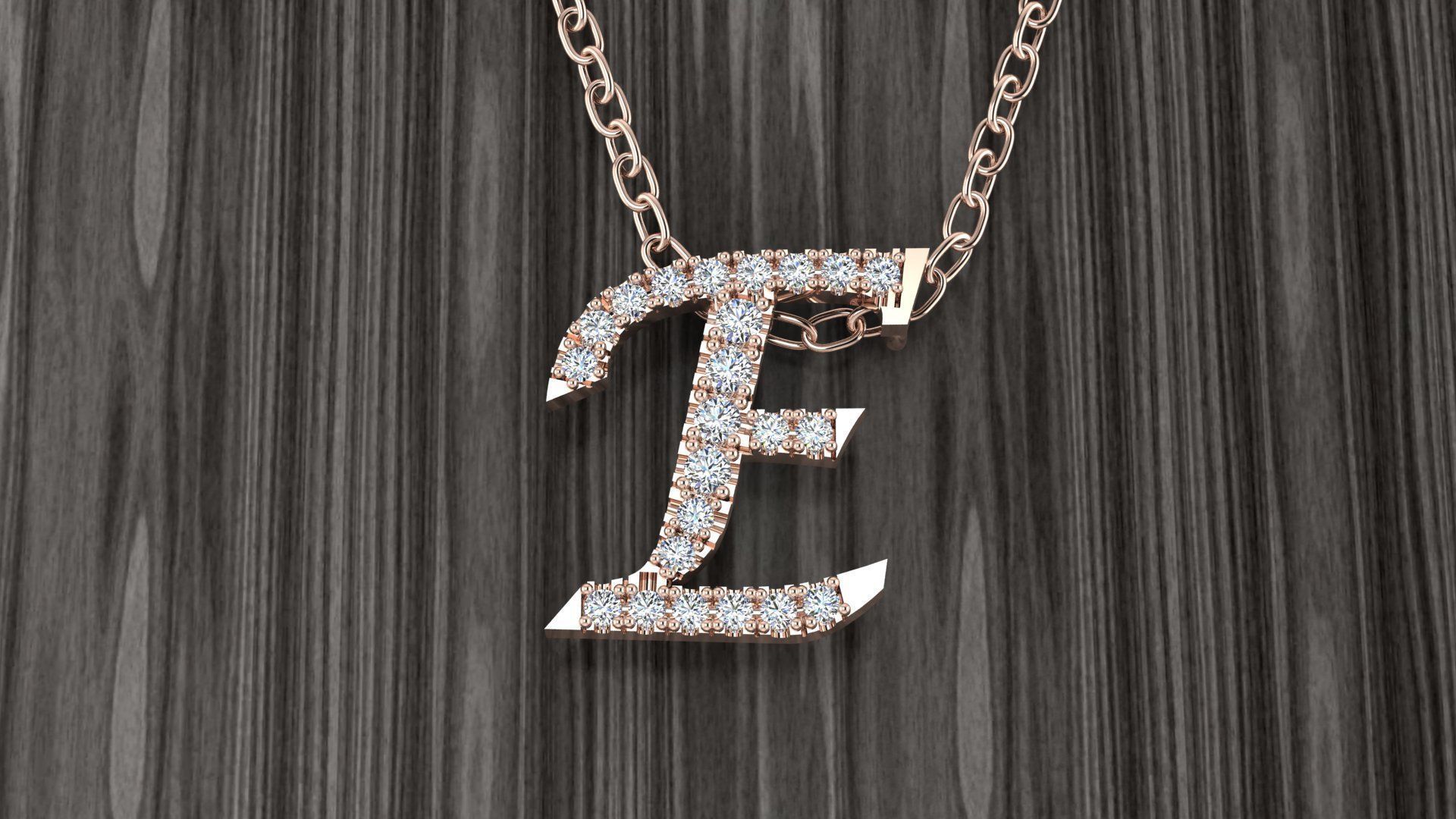 Jewelry Alphabet Pendant E 3D print model_5