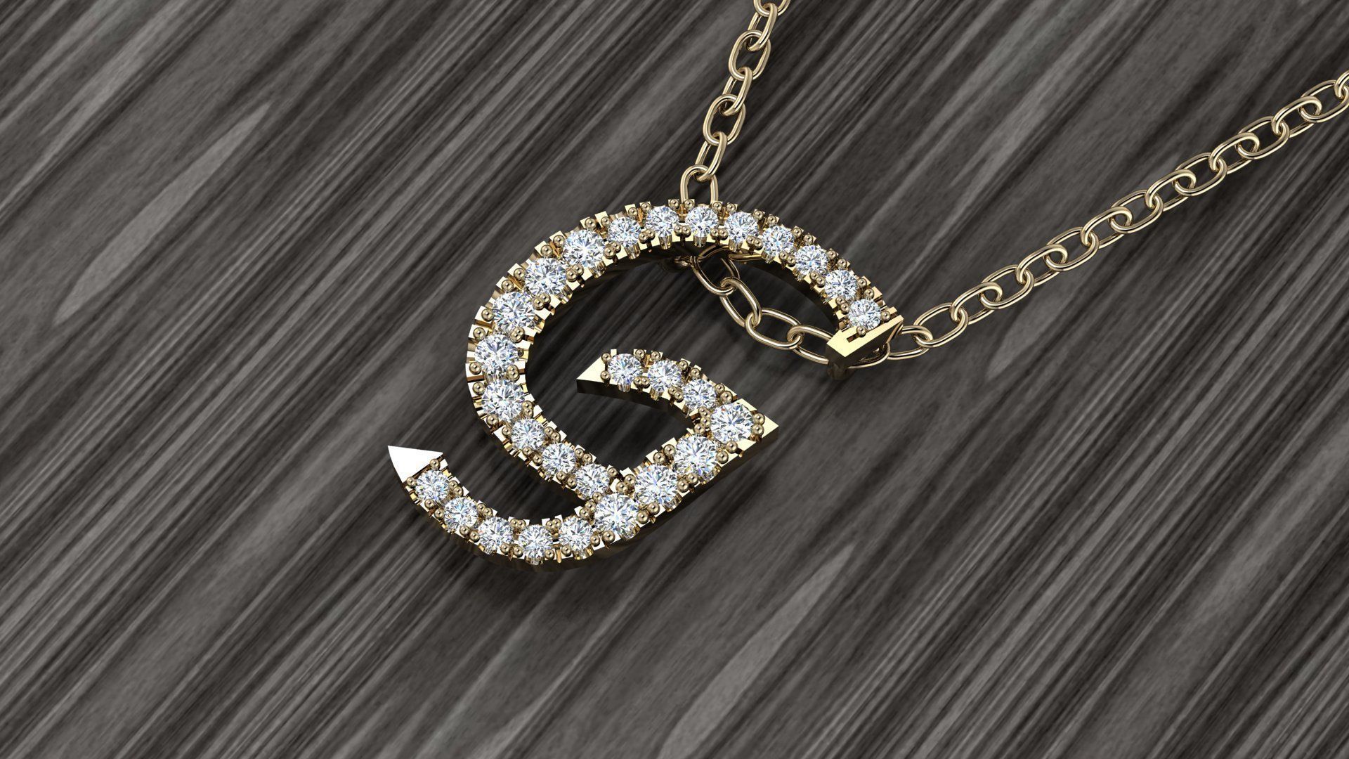 Jewelry Alphabet Pendant G 3D print model_12