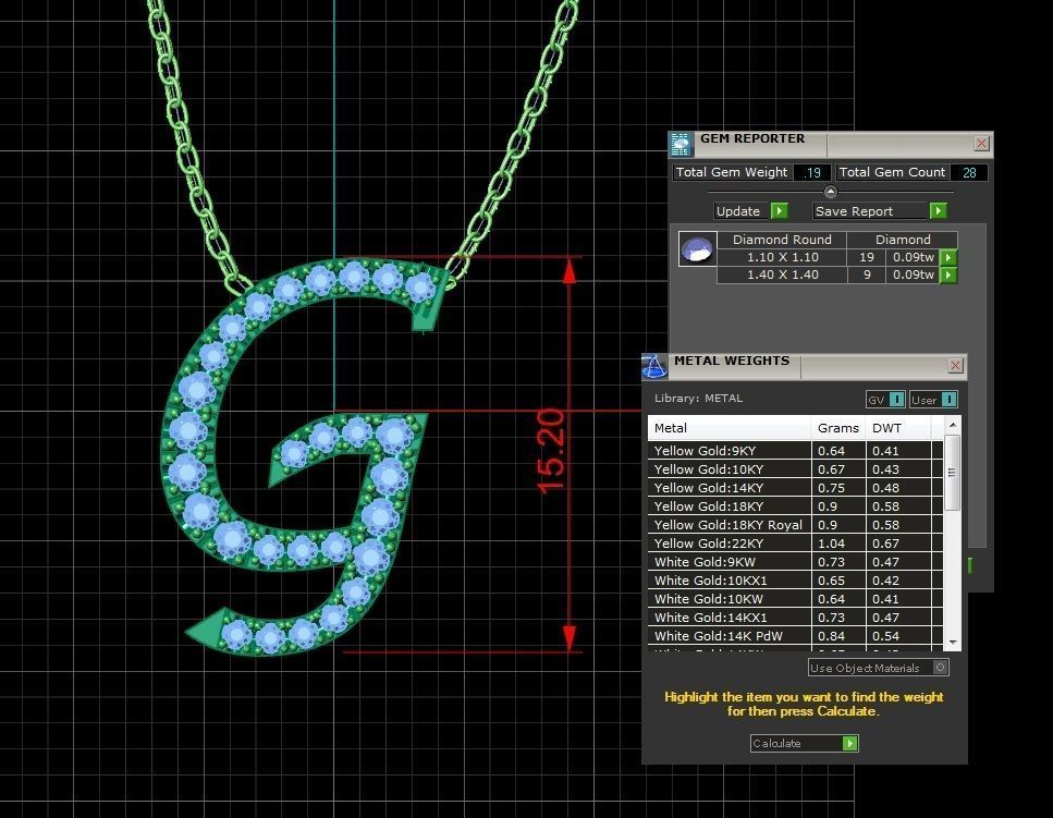 Jewelry Alphabet Pendant G 3D print model_1