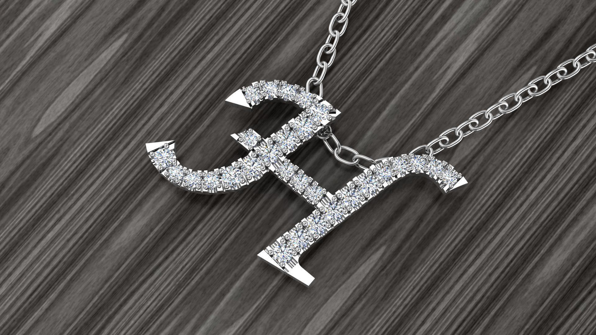 Jewelry Alphabet Pendant H 3D print model_10