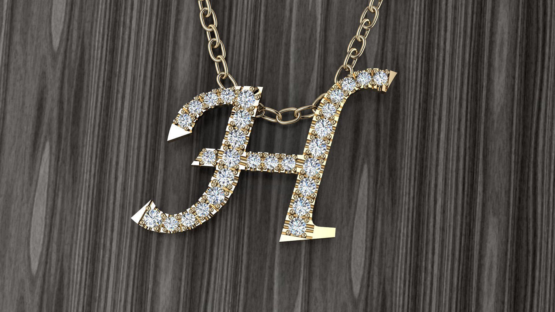 Jewelry Alphabet Pendant H 3D print model_12