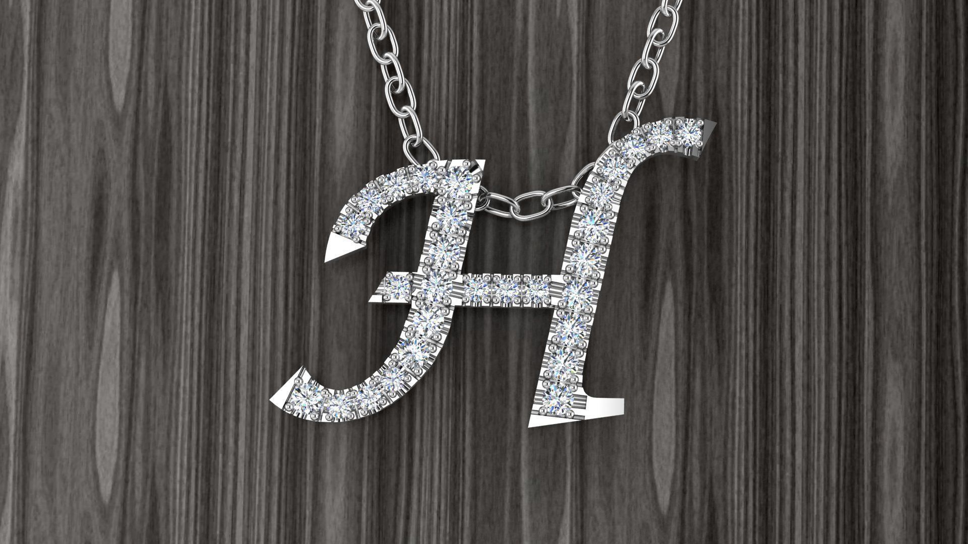 Jewelry Alphabet Pendant H 3D print model_6