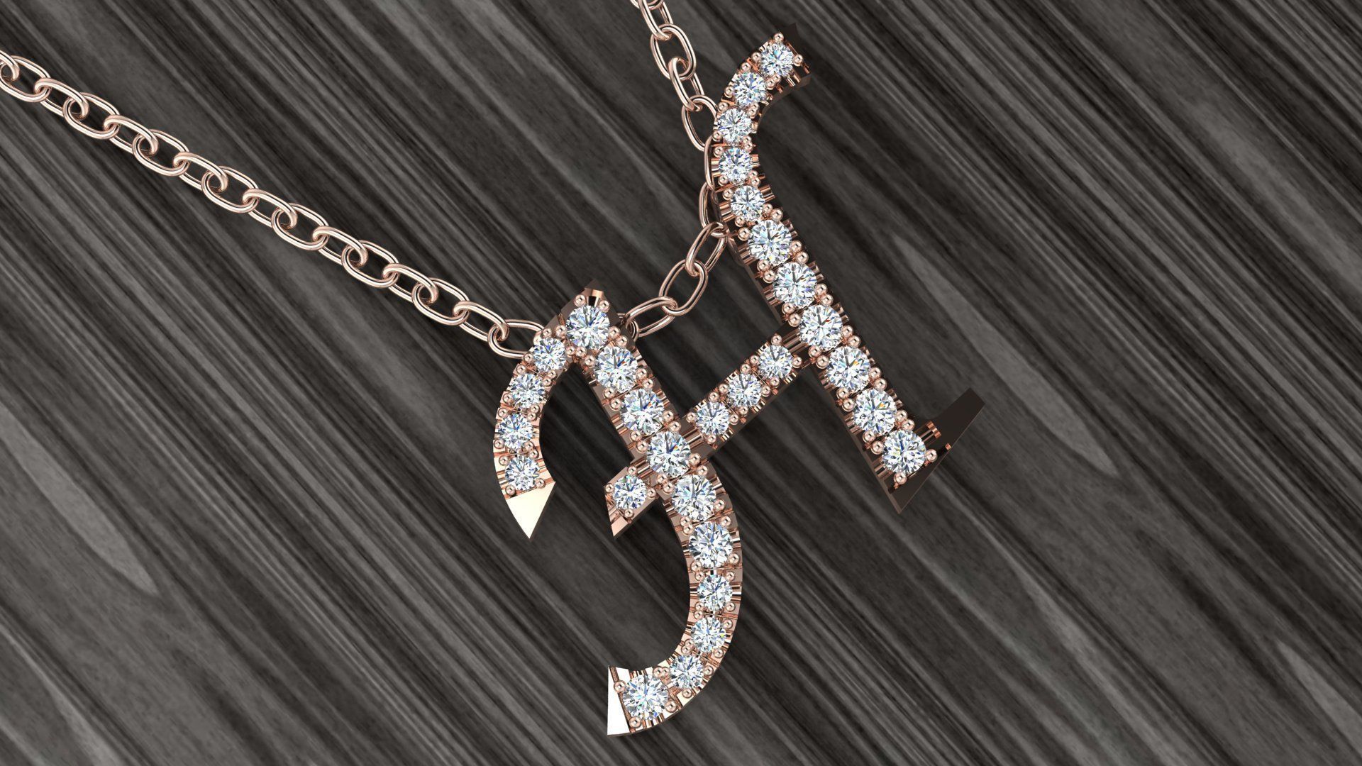 Jewelry Alphabet Pendant H 3D print model_4