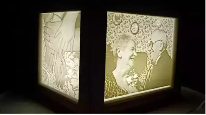 Lithophane box for interchangeable 100mm and 125mm lithophanes 3D print model