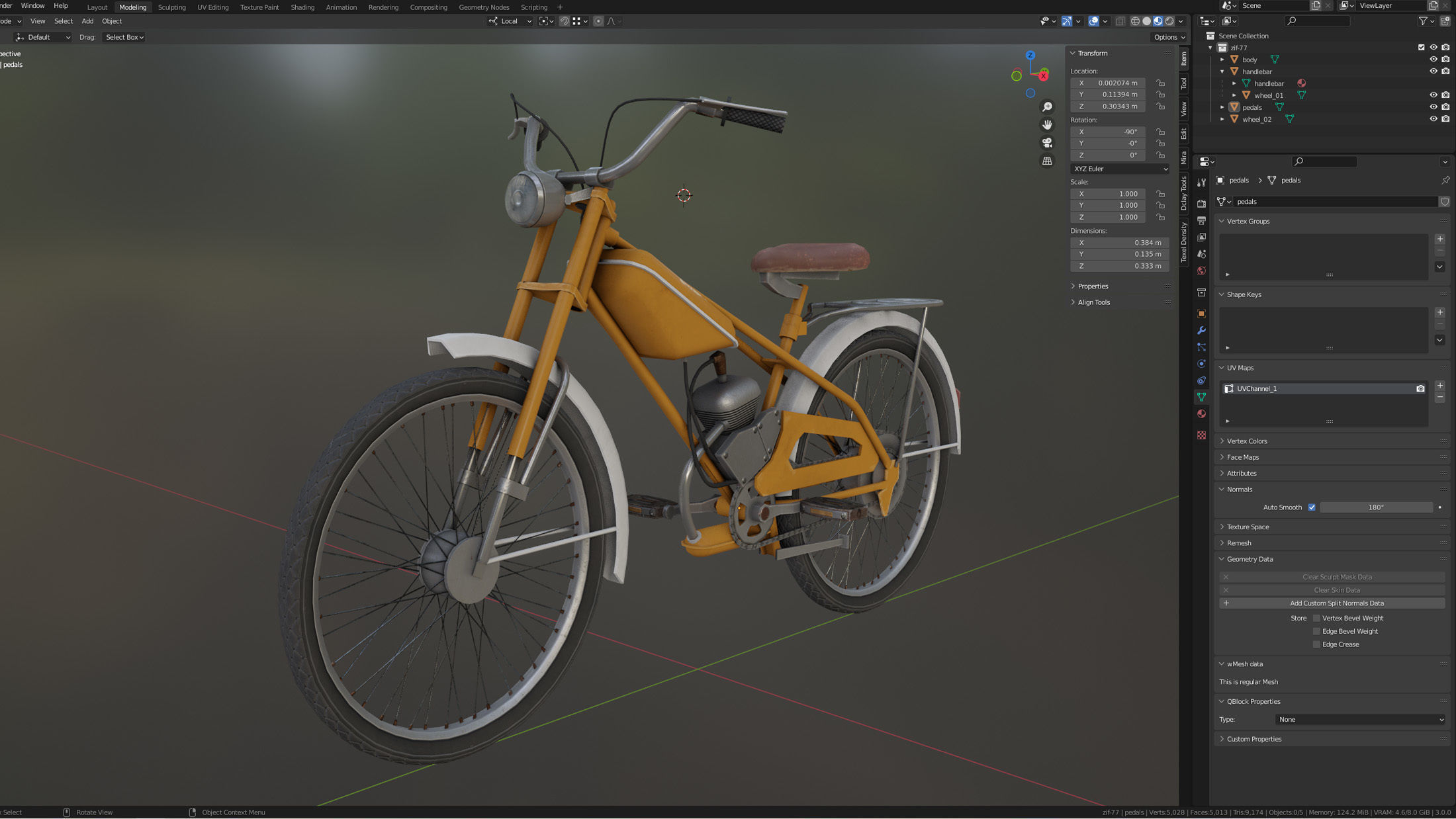ZIF-77 Moped Low-poly Low-poly 3D model_18
